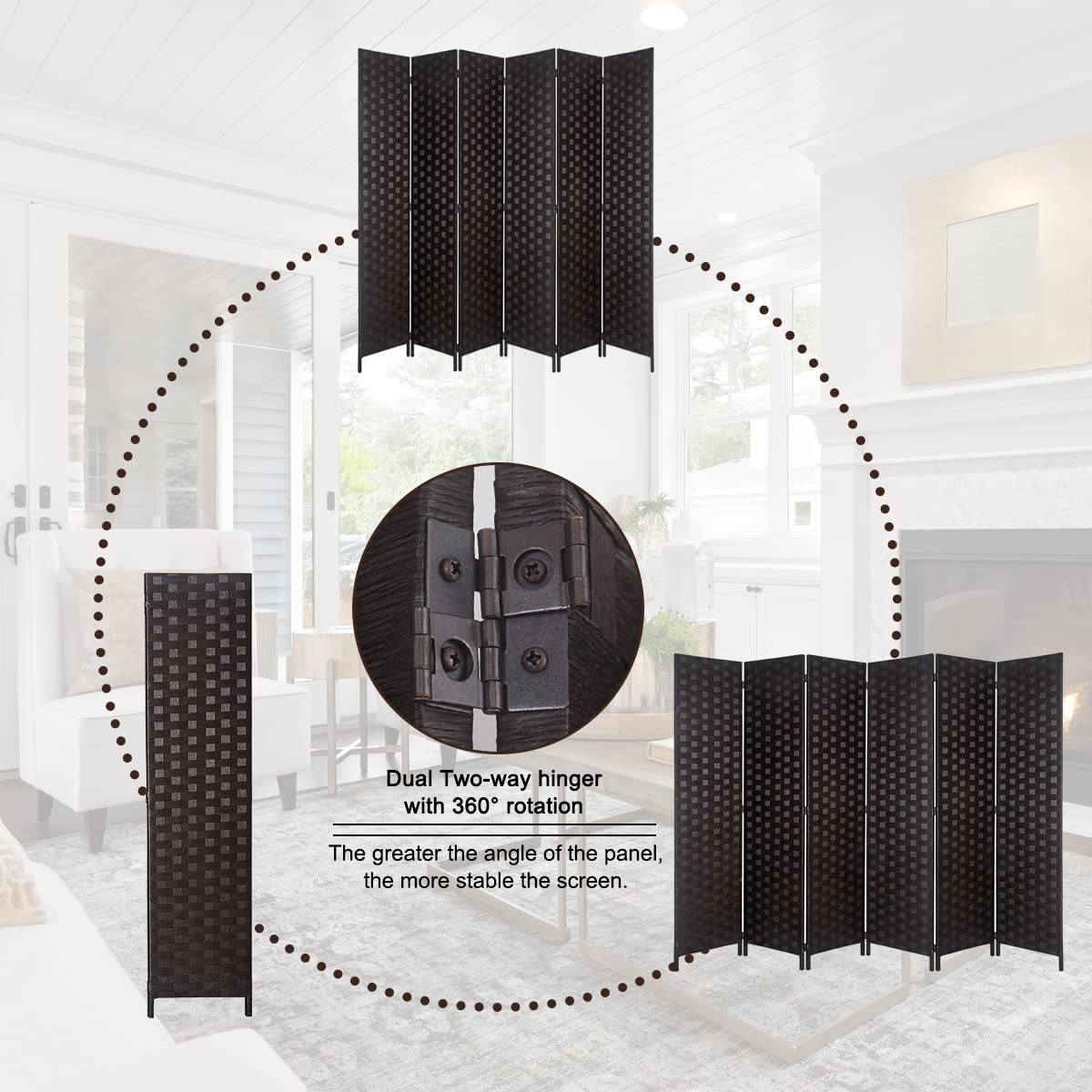 Buy Rose Home Fashion 6 ft.Tall 16in Wide Room Dividers,Double Side