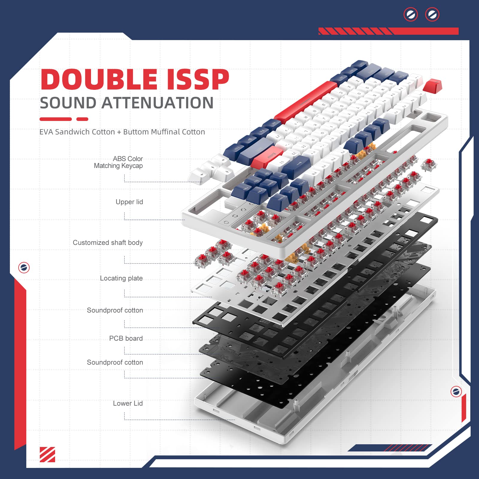 K87 Junta Teclado Mecânico de Jogos Sem Fio TKL 87 Chave, Modo