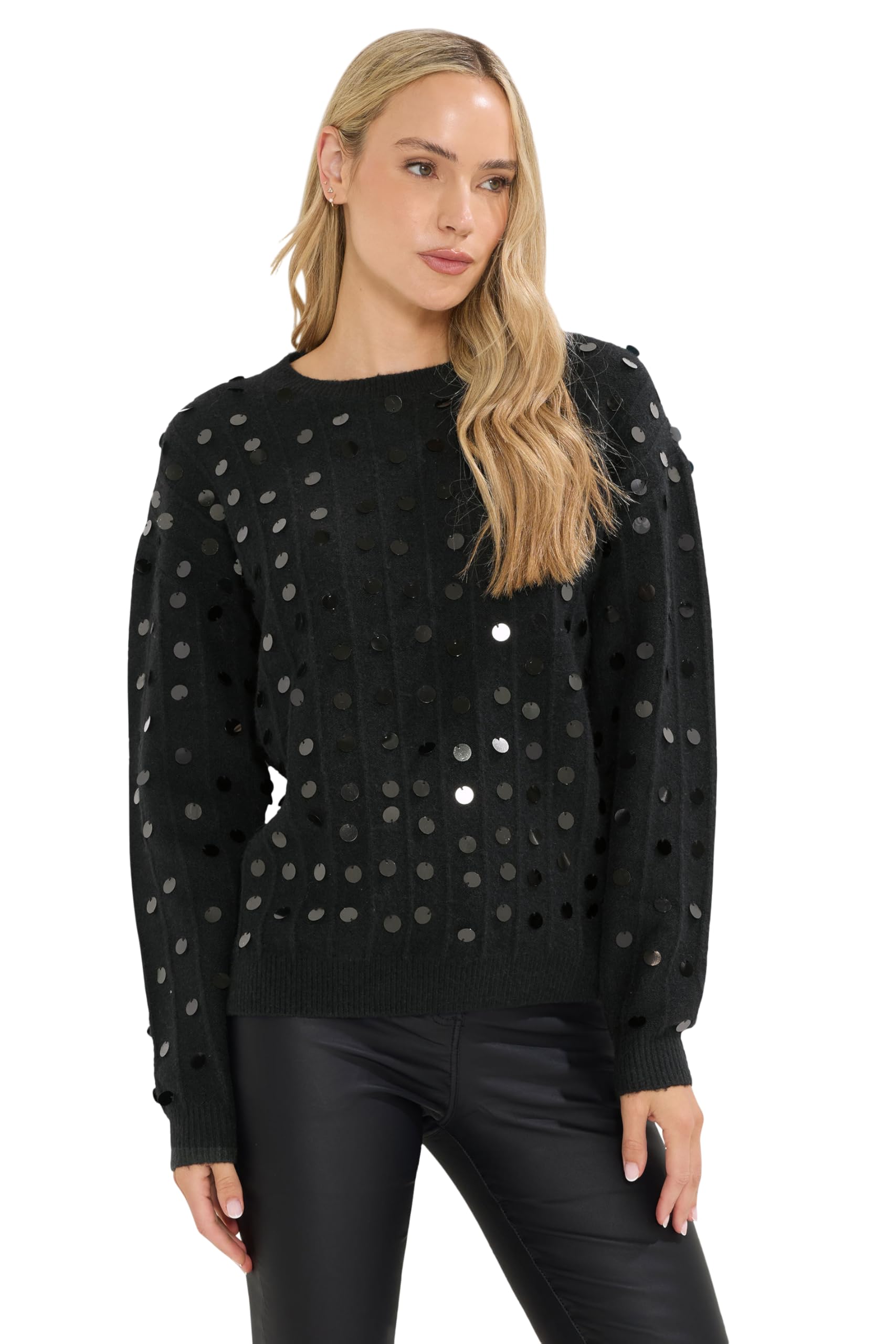 Long Tall Sally - LTS Tall Disco Sequin Jumper - Women's Black