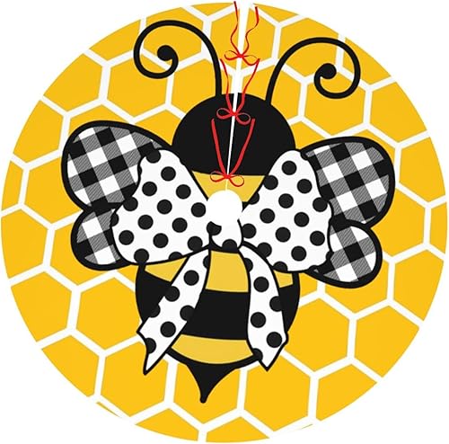 JOOCAR Falda de árbol de Navidad de abeja amarilla de 48 pulgadas, falda de árbol de Navidad, decoración de árbol de Navidad para fiestas de