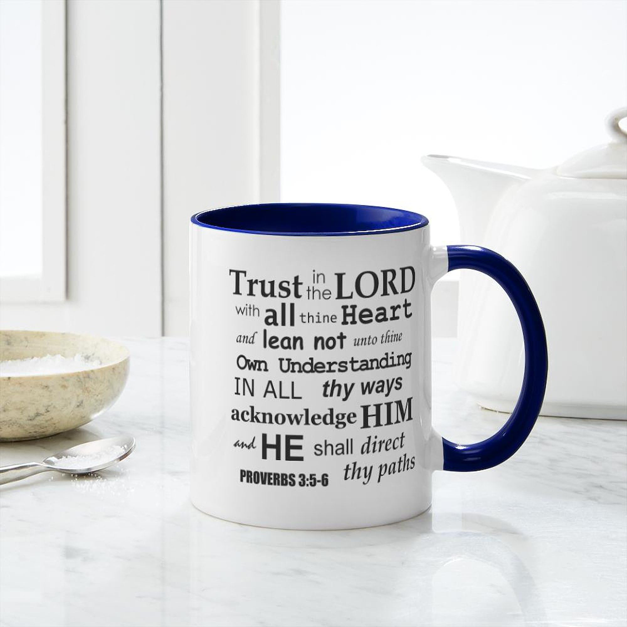 Amazon.com | CafePress Proverbs 3:5 6 KJV Dark Gray Print Mug 11