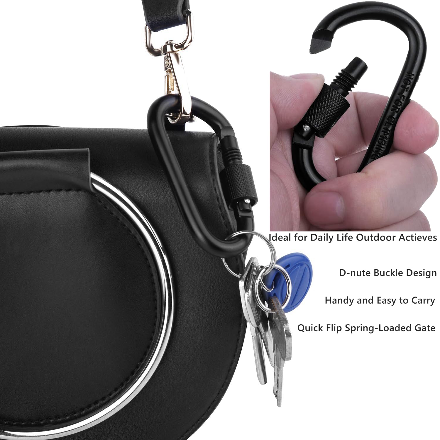 6Pcs Carabiner Clip, Aluminum Alloy D Ring Locking Carabiner Key Chain Clip Hook for Outdoor Camping Hiking, Traveling - Image 3