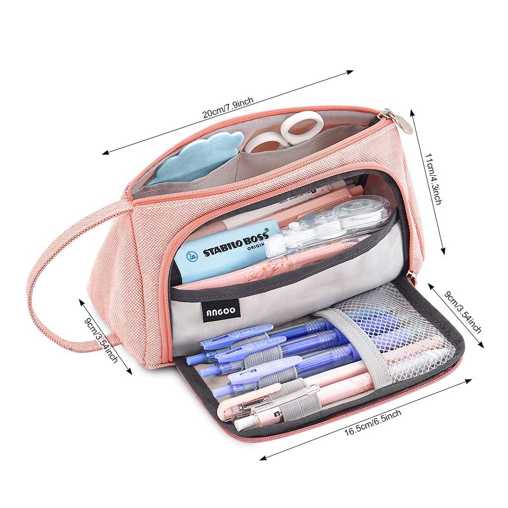 Estuche De Lápices Con Lazos - Gran Capacidad, Diseño Floral De Fresa, Para Colegio, Oficina O Maquillaje