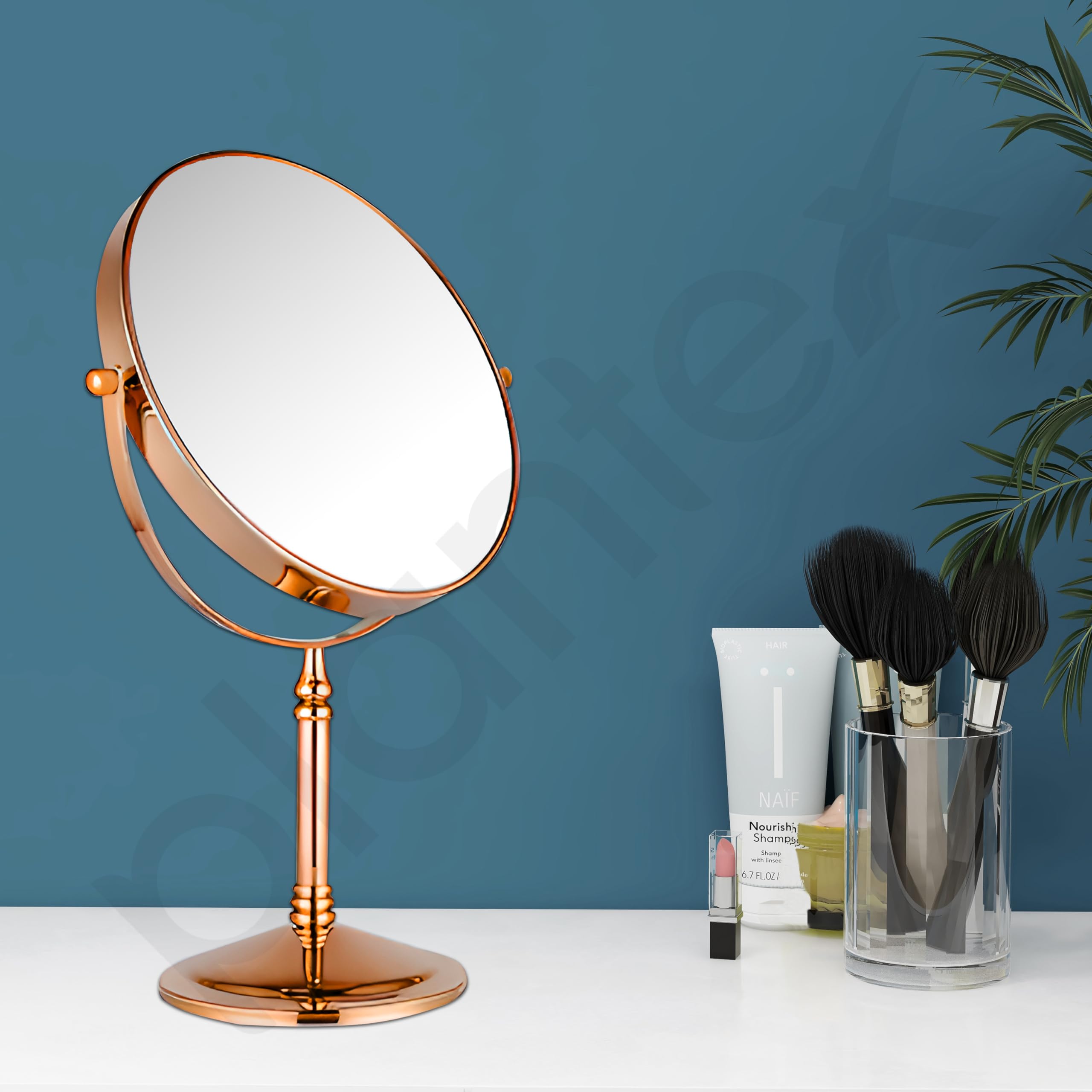 Plantex Stainless Steel Magnifying Tabletop Round Mirror/Shaving Mirror For Bathroom/Zoom Mirror For Bathroom/Makeup Mirror With Stand/Shaving Mirror Magnifying/Dual-Side 360 Swivel Mirror- Rose Gold — Amazon image 6