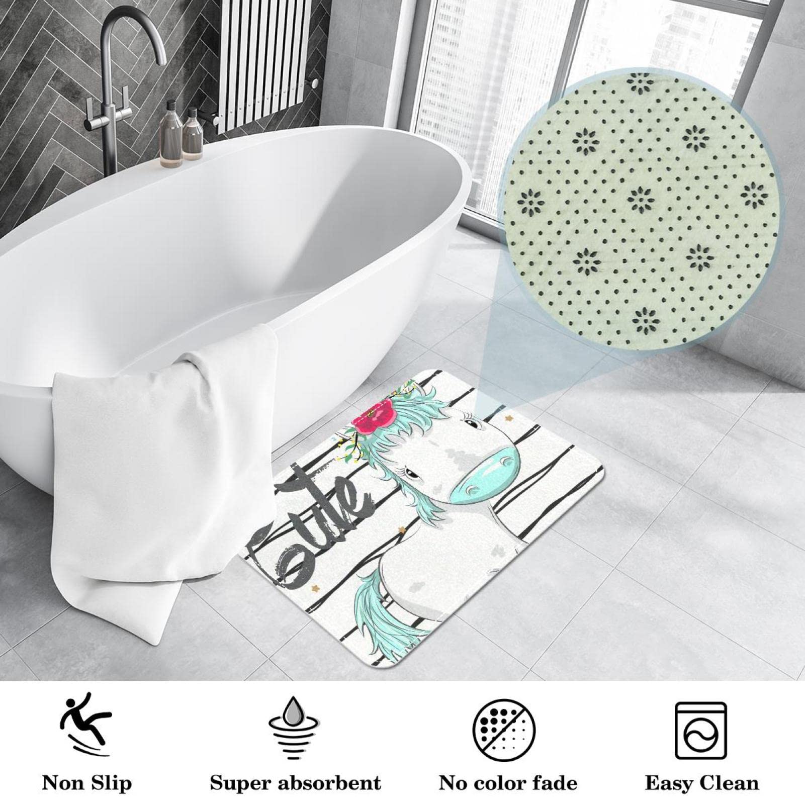 Amazon | 動物 ユニコーン かわいい エリアラグ、玄関マット、20x31