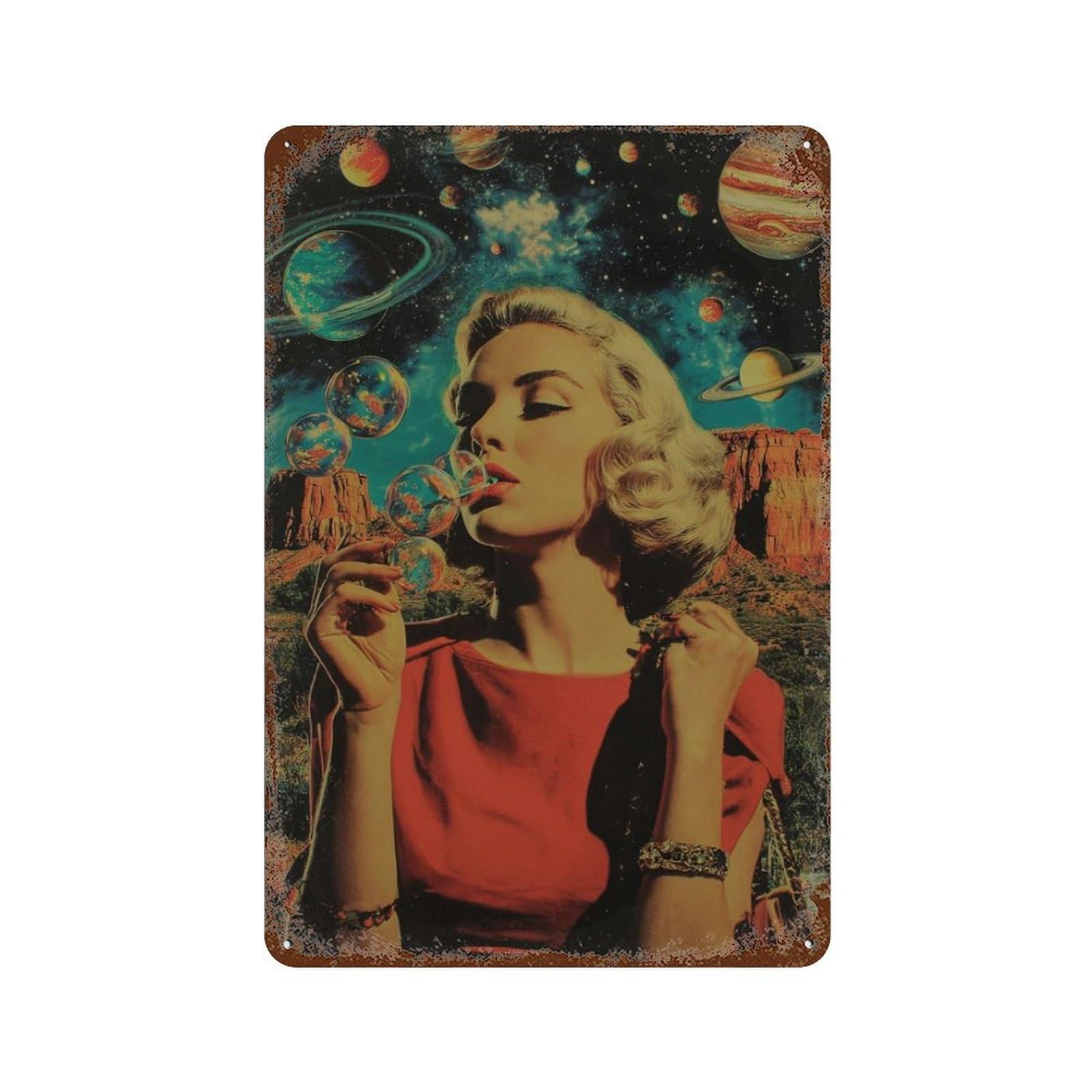 xiaoxiaoshen Retro Space Surreal Collage Cosmic Pop (2) Wall Decor Art Metal Tin Poster Modern Home Decor Art Home Bar Shop Decorations Vintage Sign 30x20cm