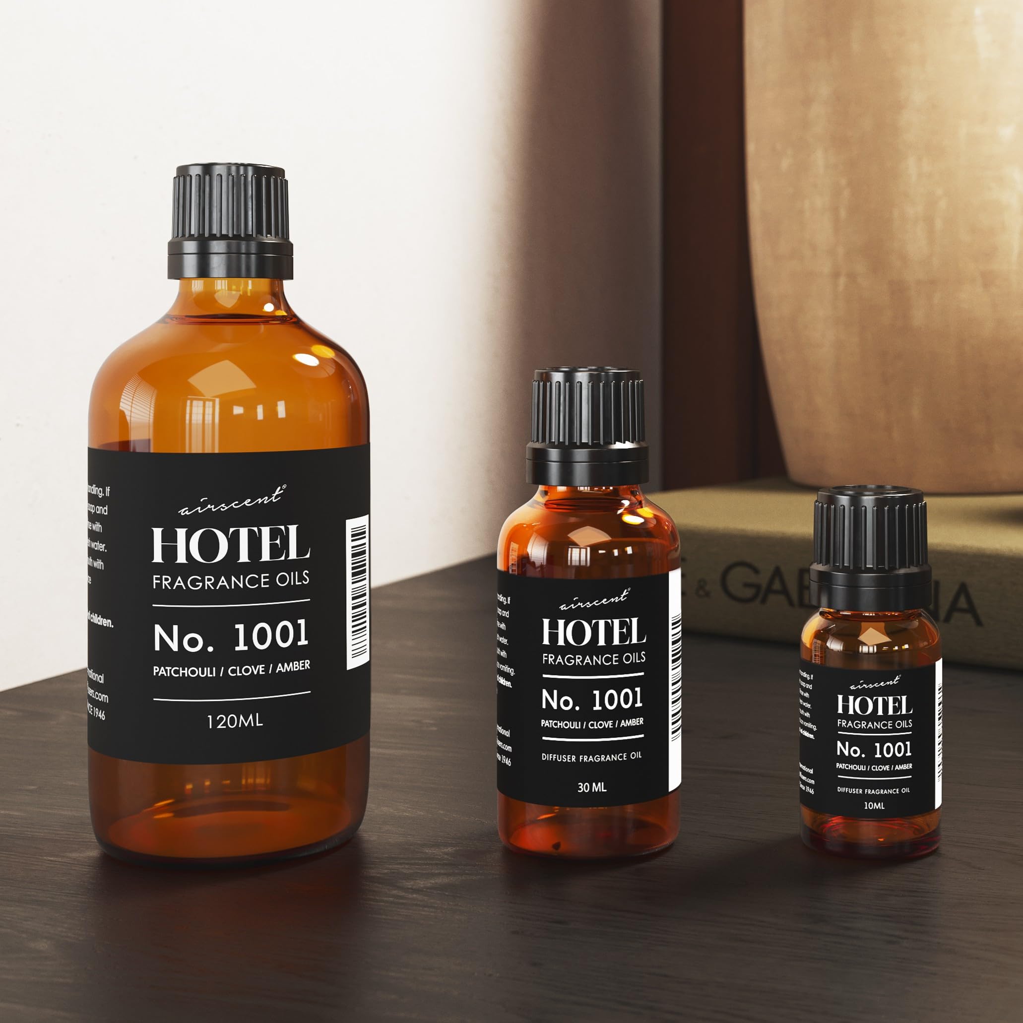AirScent Hotel Diffuser Öl Nr. 1001 - Patchouli Nelke Bernstein - 10 ml | Hotel Scent Dupe – Premium-Duftöl für Ultraschall- und wasserlose Diffusoren – Tropfflasche