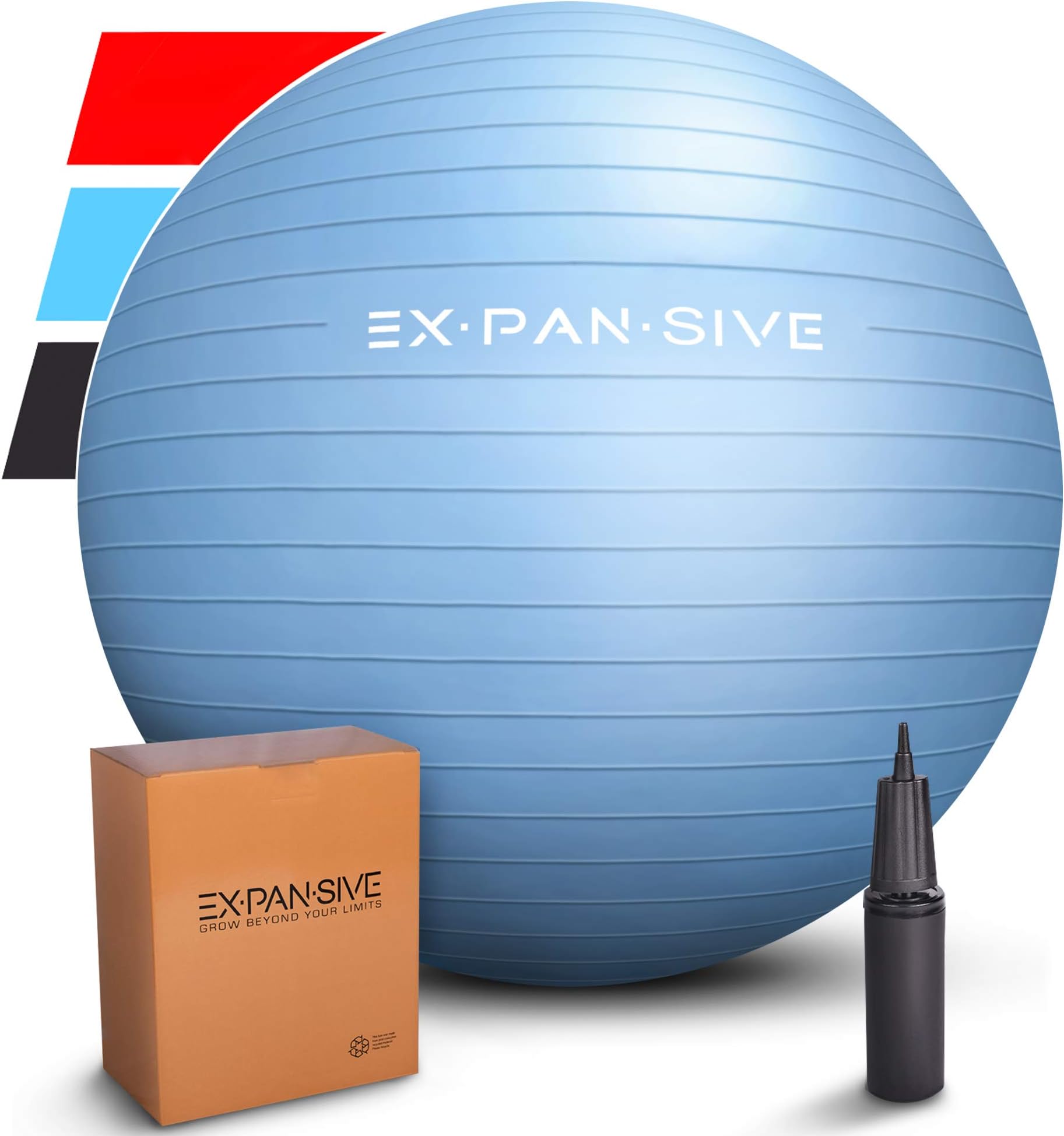 EXPANSIVE LIVING Exercise Ball (45cm-75cm) - 2,000 lbs Stability Ball. Anti Burst & Heavy Duty for Yoga, Balance and Birthing. Physio Ball | Office Chair | Professional Grade Swiss Ball