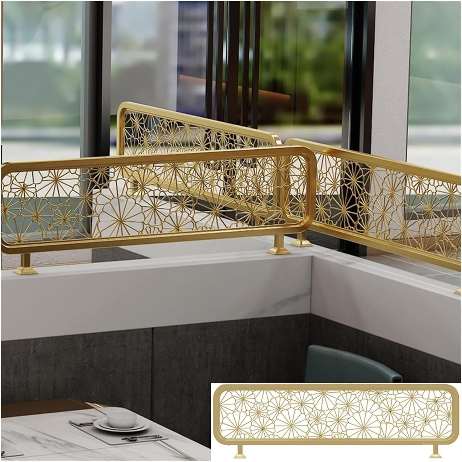 LVSEWOA Glass Partition Divider for Dining Areas Countertop Screen for Office and Restaurant Decor Decorative Room Divider(A,30x120cm/11.81x47.24in)