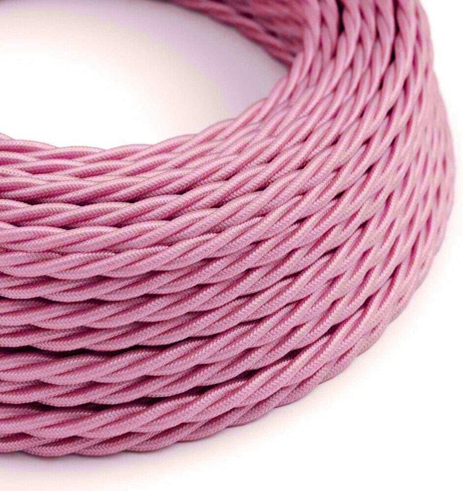 10 Meter Vintage 3 Core Twisted Electric Cable Fabric Covered Wire Italian Braided 0.75 mm Electrical Cable Flexible Wire for Lighting Other Appliances (Shiny Pink) — image 1
