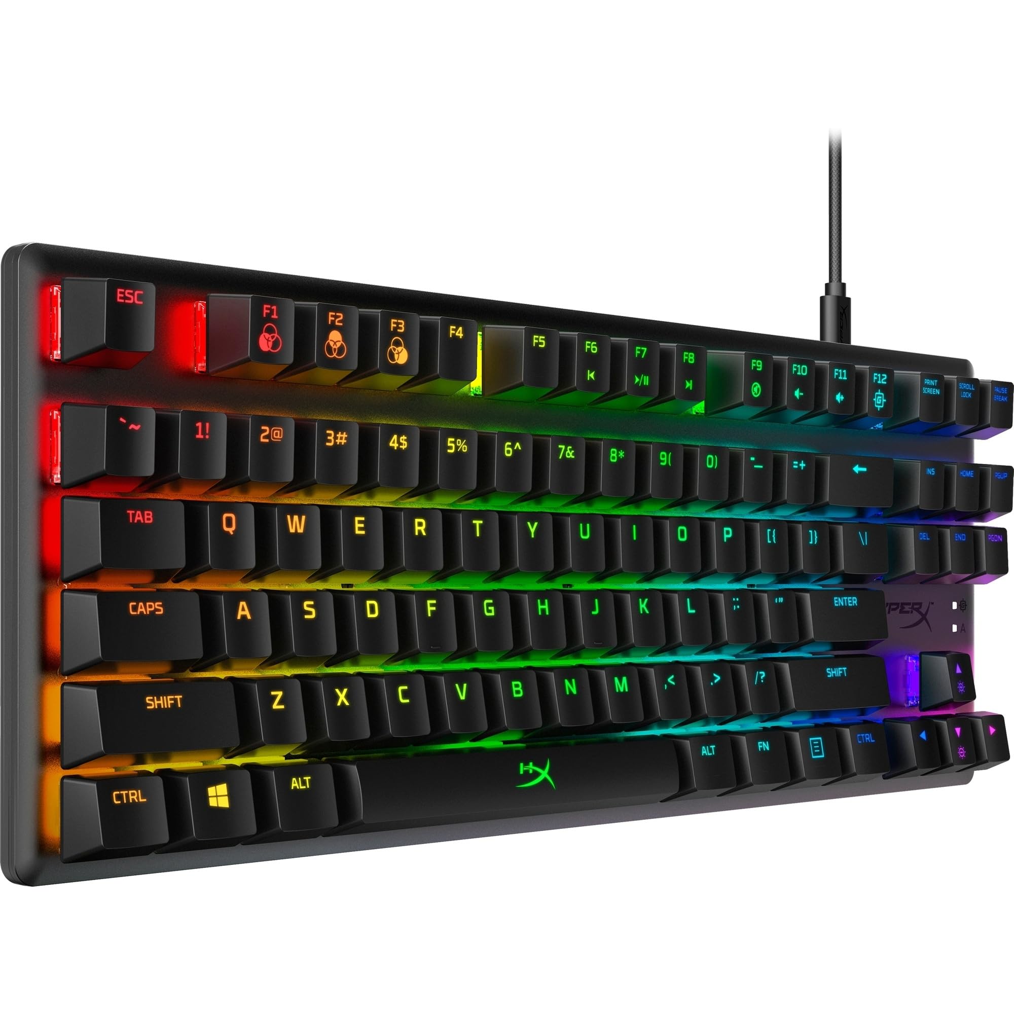 HyperX Alloy Origins Core, Tastiera Meccanica da Gaming Cablata, Illuminazione RGB, Telaio in Alluminio, 80 Milioni di Pressioni Garantite, Cavo USB-C, 3 Dispositivi Collegabili, Layout Inglese, Nera