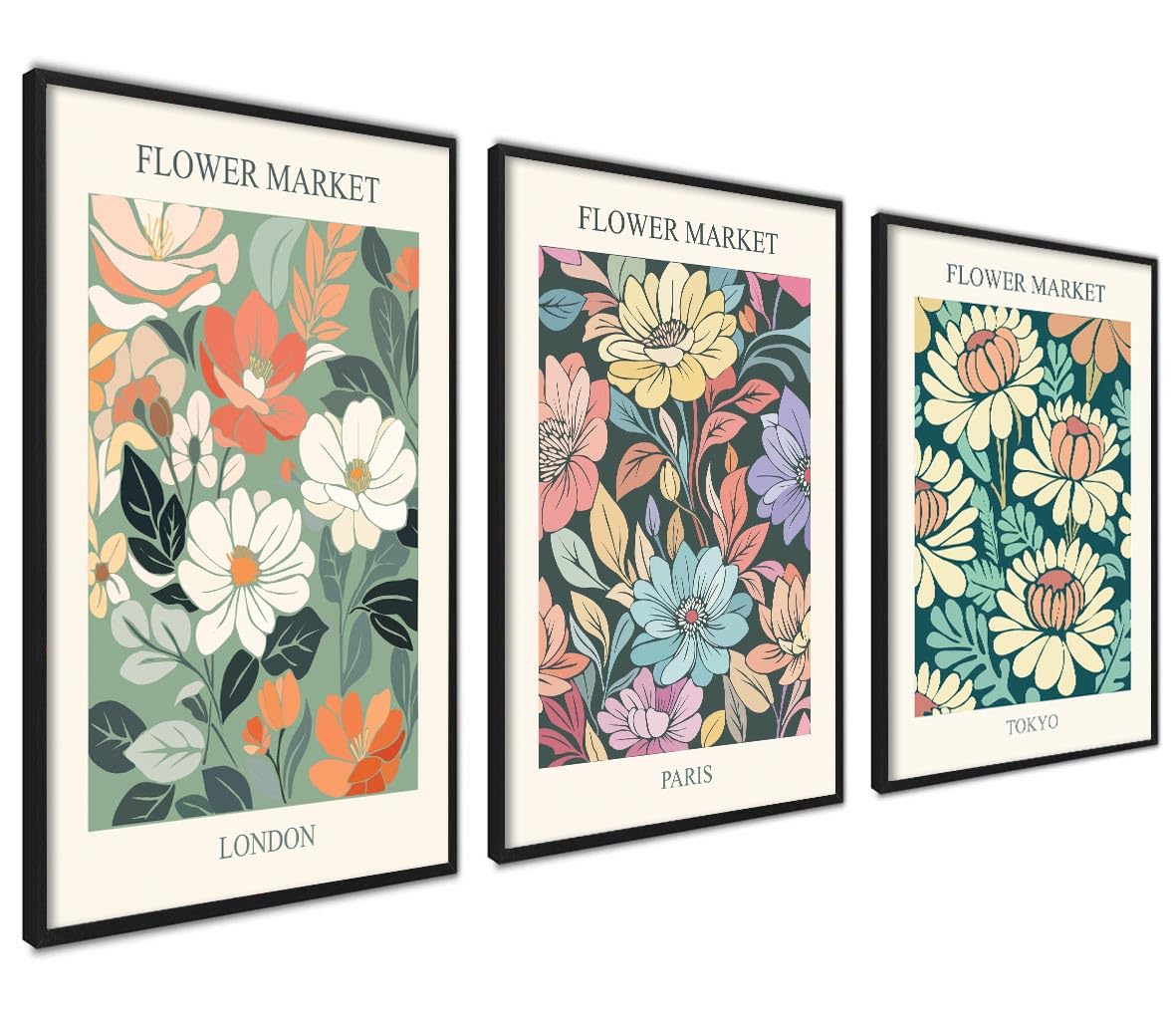 ag.art deco Pack of 3 Wall Art 30x40cm Black Frame Wall Decor Modern Design — image 1