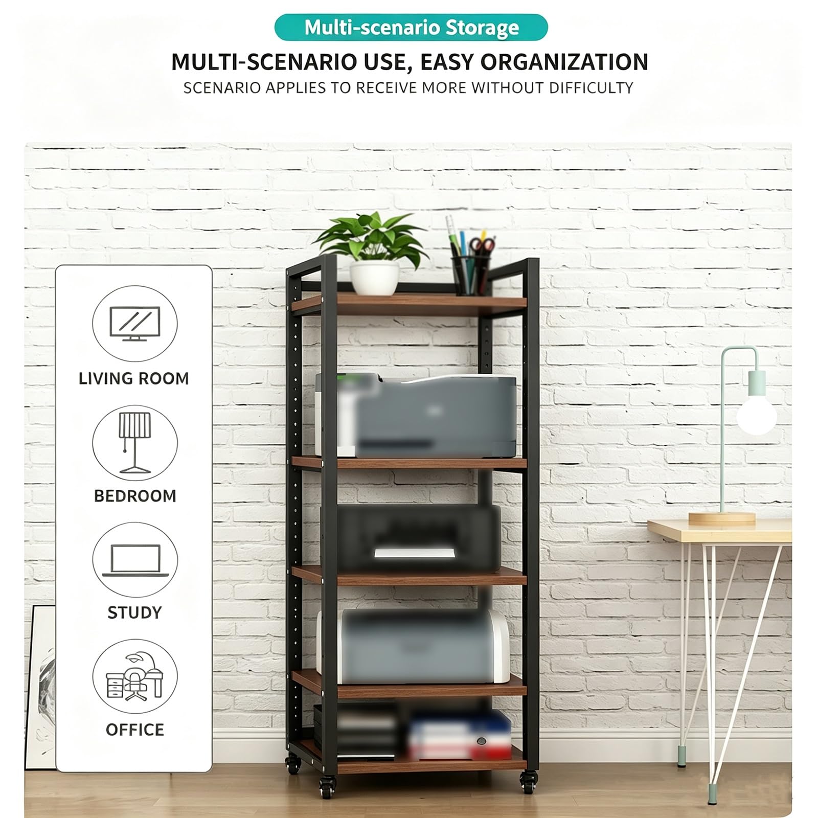 Rack audio video,Mensola AV HiFi regolabile a 5 livelli, unità elettronica | Rack Audio In Acciaio Robusto con ruote universali Per Amplificatori, Ricevitori E Componenti Home Cinema