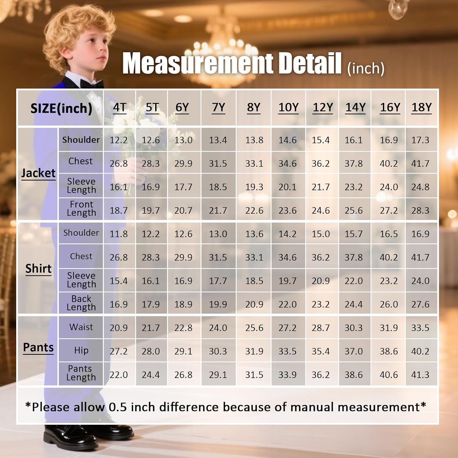 Boys Velvet Suit Slim Fit 4 Piece Double Breasted Kid Tuxedo Sets Wedding Outfits with Jacket Shirt Pants Bow Tie - Image 7