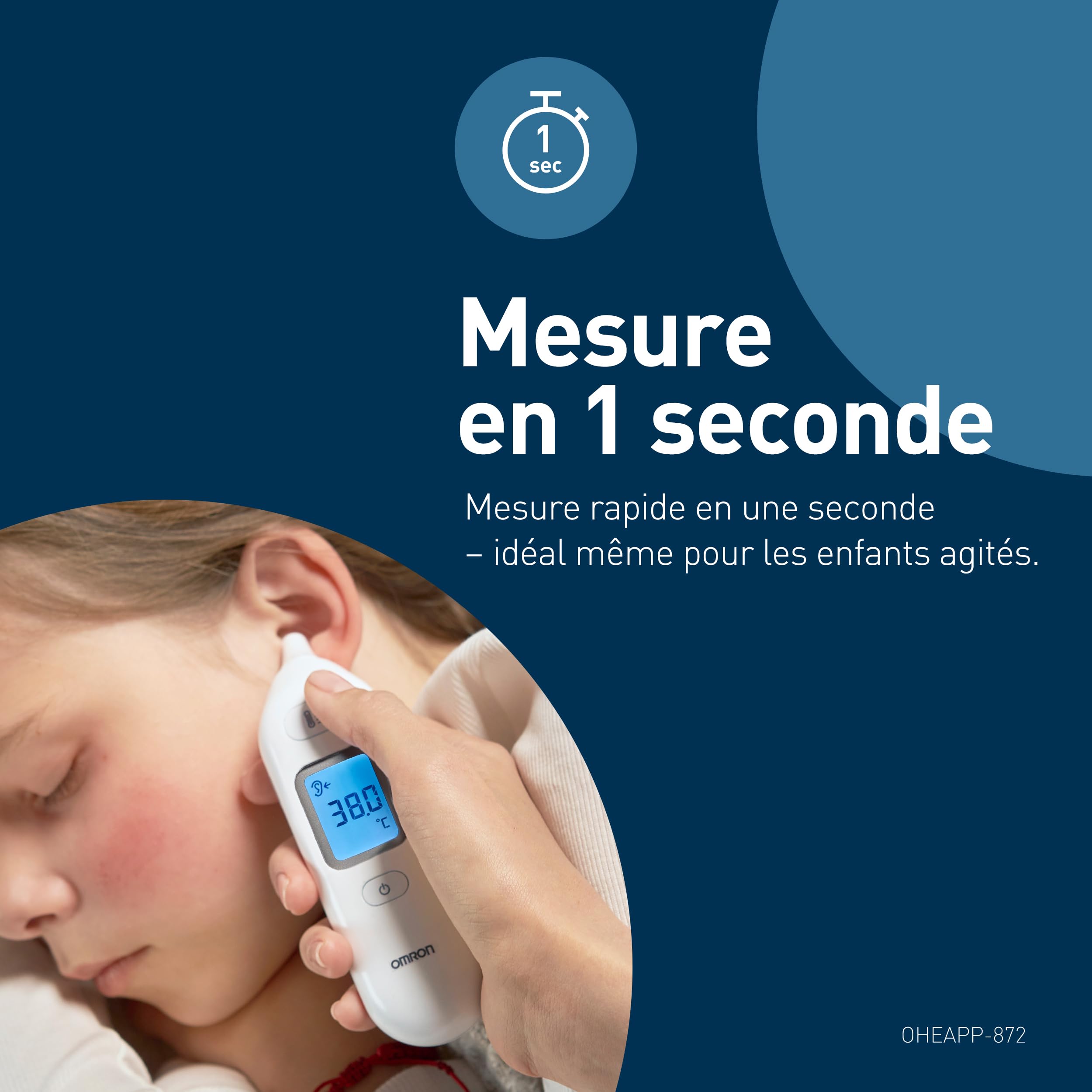 OMRON Gentle Temp 533 – Thermomètre auriculaire infrarouge digital pour Adultes, Enfants et Bébés, Thermomètre électronique avec mesure précise, en 1 seconde – Sans capuchon de sonde – Blanc