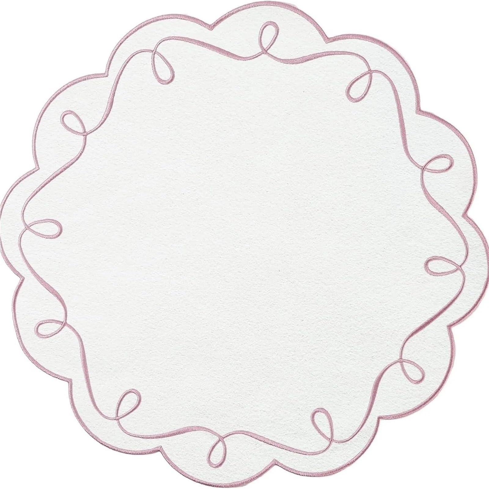 Placemats Circular Wavy Edge Embroidered Placemat Napkins Hotel Western Restaurant Tabletop Insulation Mat Party Decoration(Pink(4PCS))