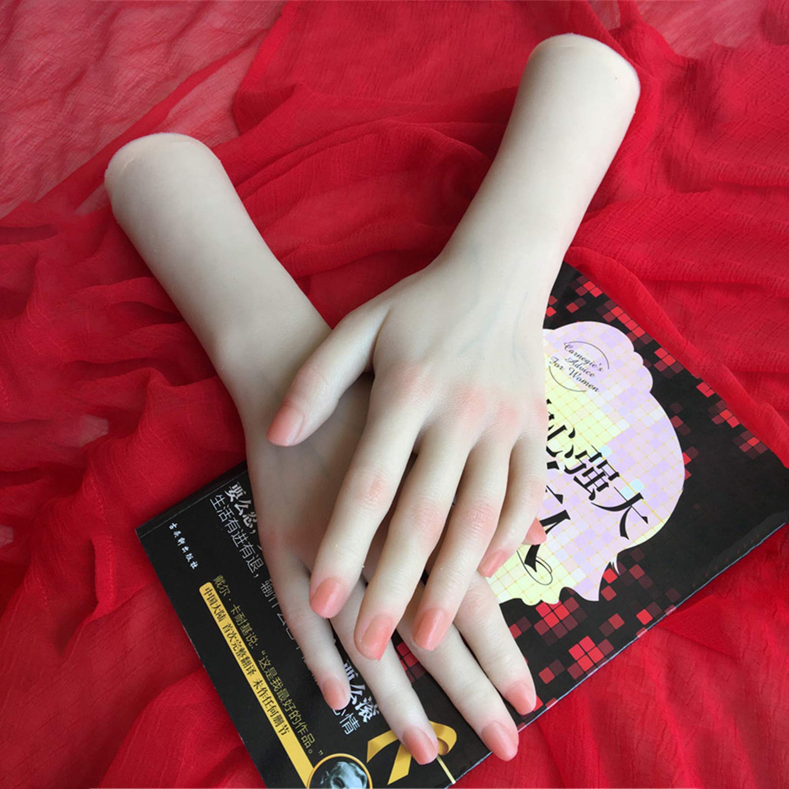 Silicone Lifelike Mano Morbida Mani finte Mani Guanti Femminili in Silicone realistici Orologi Manichino con Display ad Anello Modello Mani finte,A Left Hand
