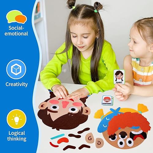 Miniatura 4 de 86 actividades de aprendizaje socioemocional para niños, 2 tableros faciales, 9 tarjetas de emoción para hacer juegos de rostros, juguetes