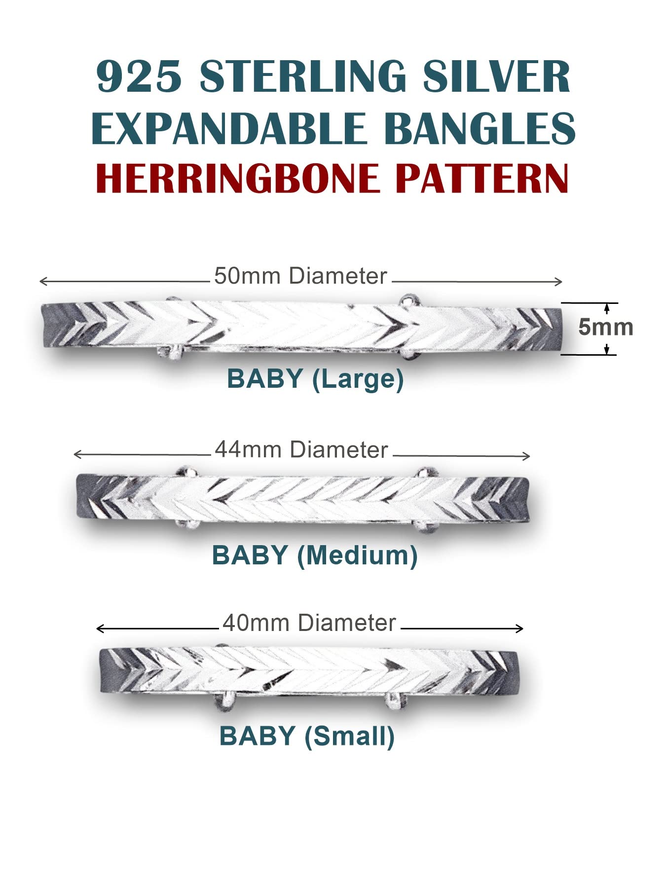 Designer Inspirations Boutique Engraved/Embossed Repeat Pattern Expanding/Expandable/Adjustable Bangle Bracelet for Baby/Child/Children/Women - 925 Sterling Silver - Childrens Jewellery
