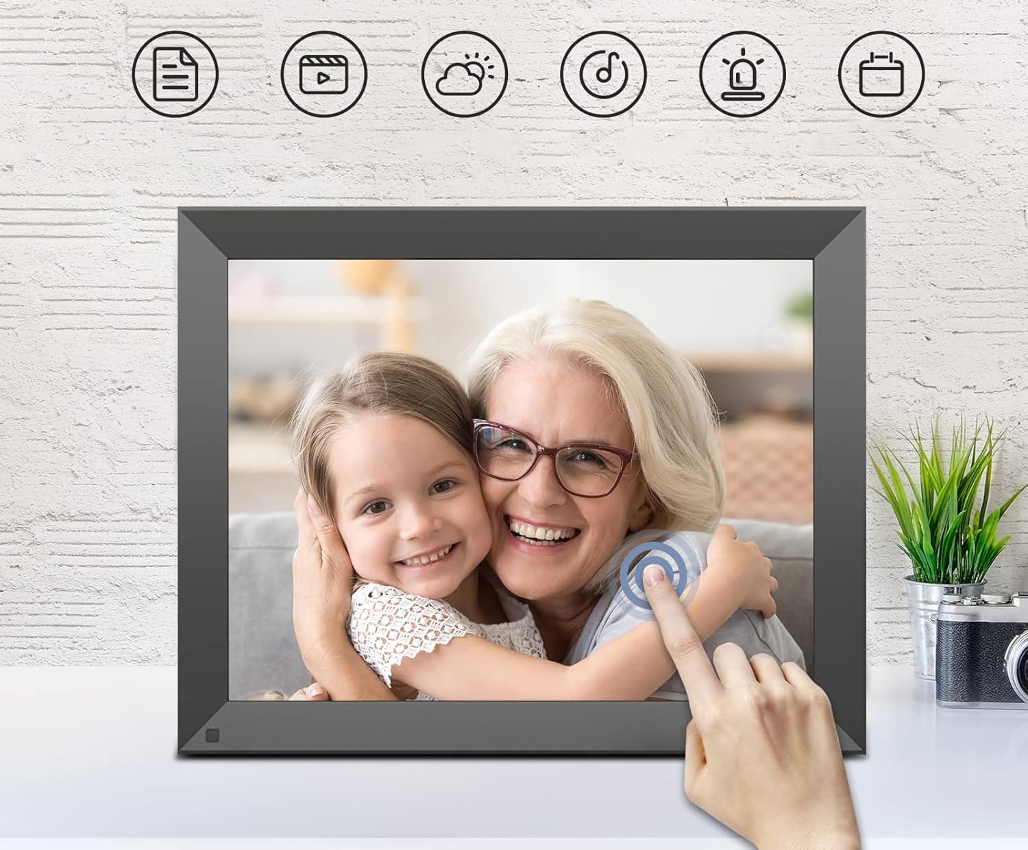 Cadre Photo numérique 15" Wi-FI, 32 Go, écran Tactile, Rotation Automatique