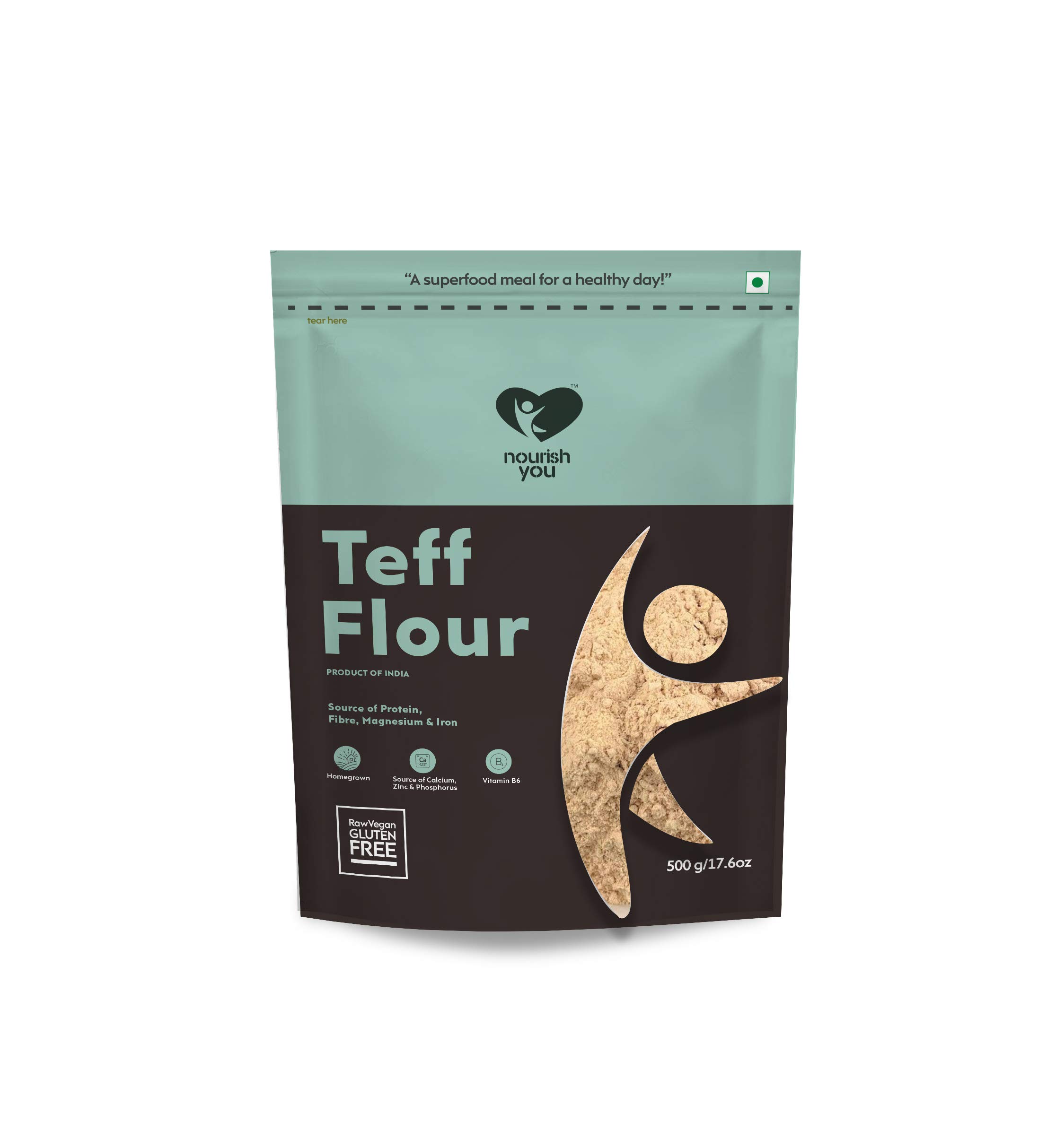 Nourish You Teff Flour 500 G | Vegan | Organic | Gluten Free | Improves Gut Health | Rich in Micro-nutrients | No preservatives | Whole Grain Teff Flour | Pack of 1 (B08VWSDL7K) Amazon Price History, Amazon Price Tracker