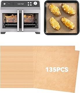 135PCs Air Fryer Parchment Paper Liners for Ninja French Door Premier Air Fryer Convection Oven Toaster FO101, Pre-Cut Nonstick Disposable Baking Sheets Accessories Food-Grade, Free of Bleach
