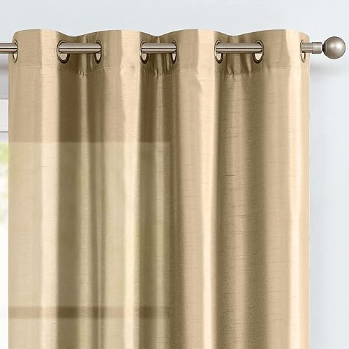Miniatura 2 de Vangao - Cortinas de seda sintética con ojales para dormitorio, parte superior Dupioni, reducción de la luz, cortinas de satén, cortinas de
