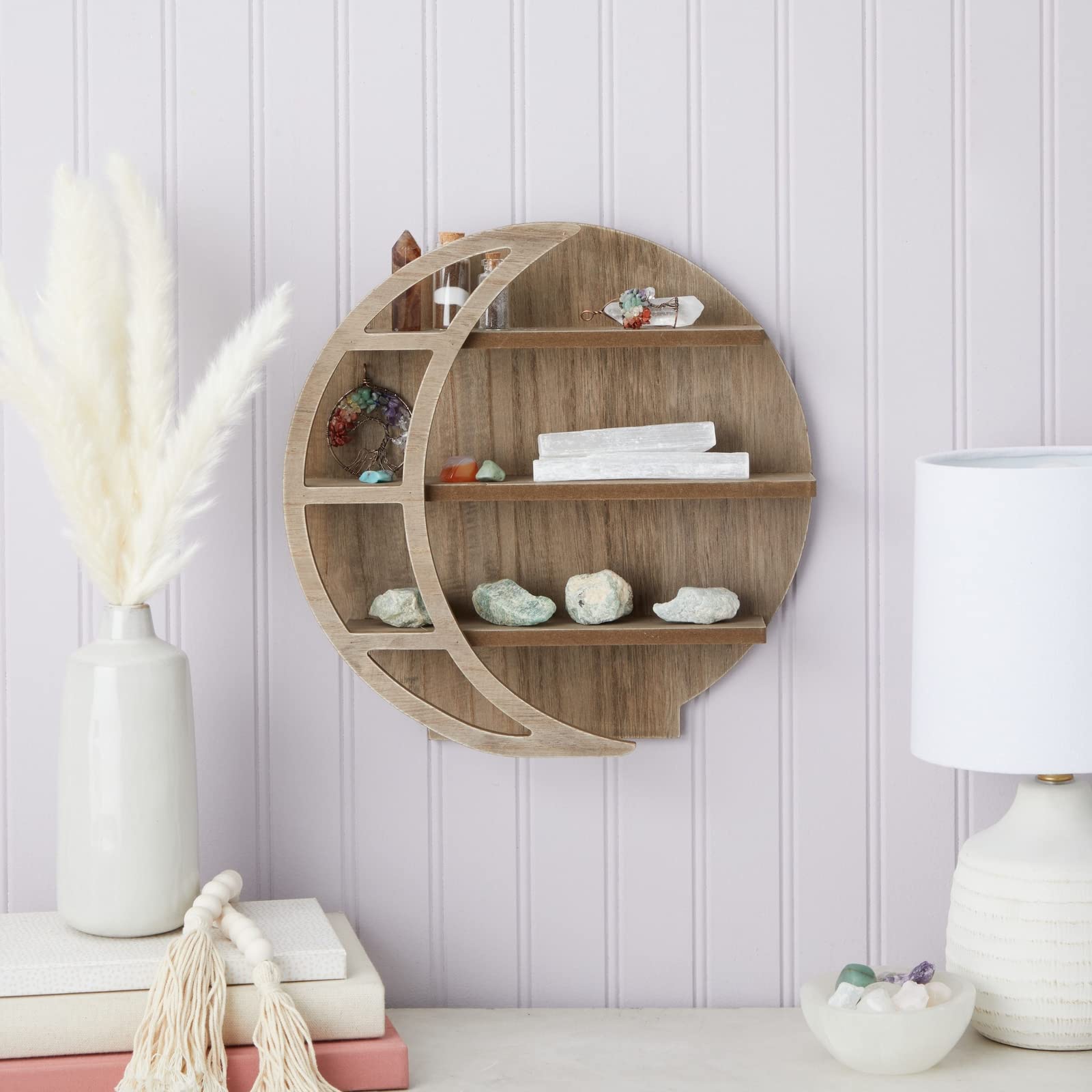 Amazon.com: Farmlyn Creek Wooden Crescent Moon Shelf - Rock Shelf