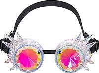 Vista 153 de Gafas de caleidoscopio retro con pinchos, gafas de cristal arcoíris steampunk estilo soldadura, gafas de cosplay punk