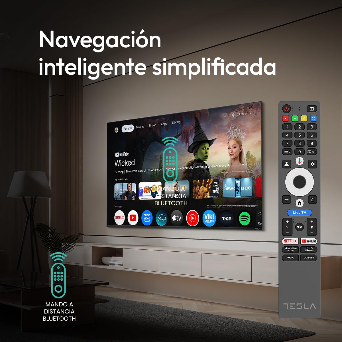 TESLA QLED Smart TV 43 Pulgadas Full HD Compatible con Google TV y Google Assistant - Dolby Audio, HDR, WiFi y Bluetooth, Apps y Chromecast Integrado, 3 HDMI, DVB-T2/S2/C, Color Negro (43")