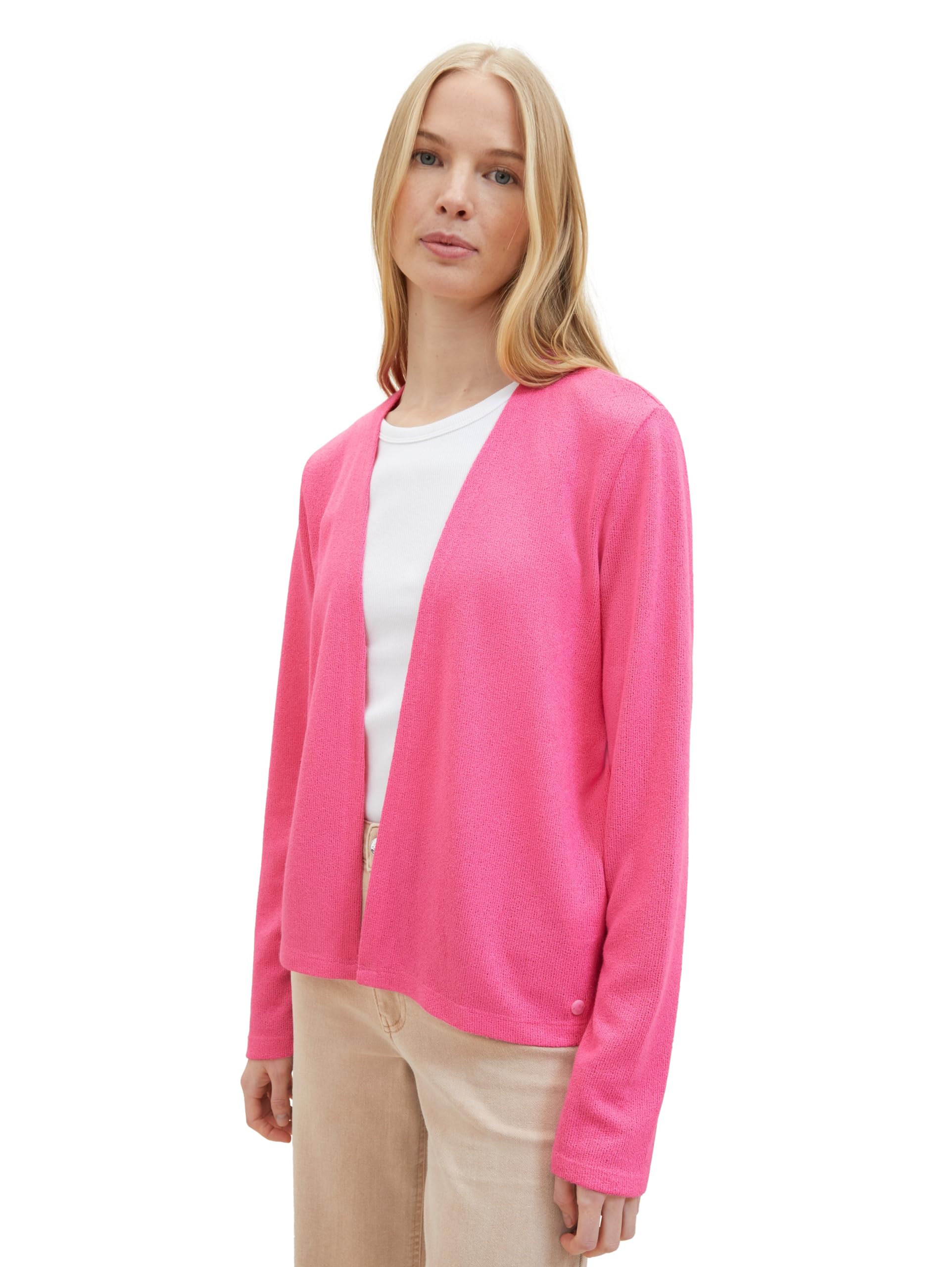 TOM TAILOR Damen Basic T-Shirt Cardigan, carmine pink, XXXL – Ansicht 2