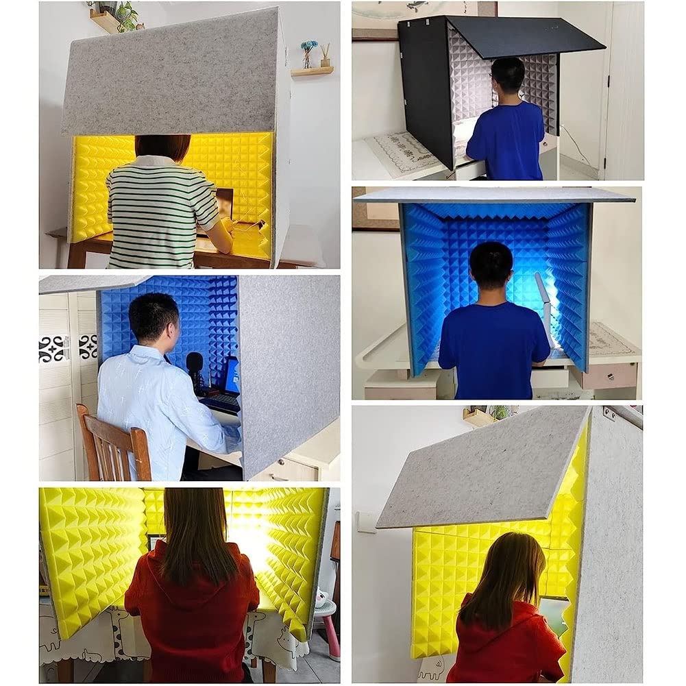 Paneles de Espuma insonorizantes: Estudio portátil de grabación Vocal y Cubierta insonorizante para Escritorio, Elimina el Eco de la habitación, solución Ideal para insonorizar (Negro/Azul).
