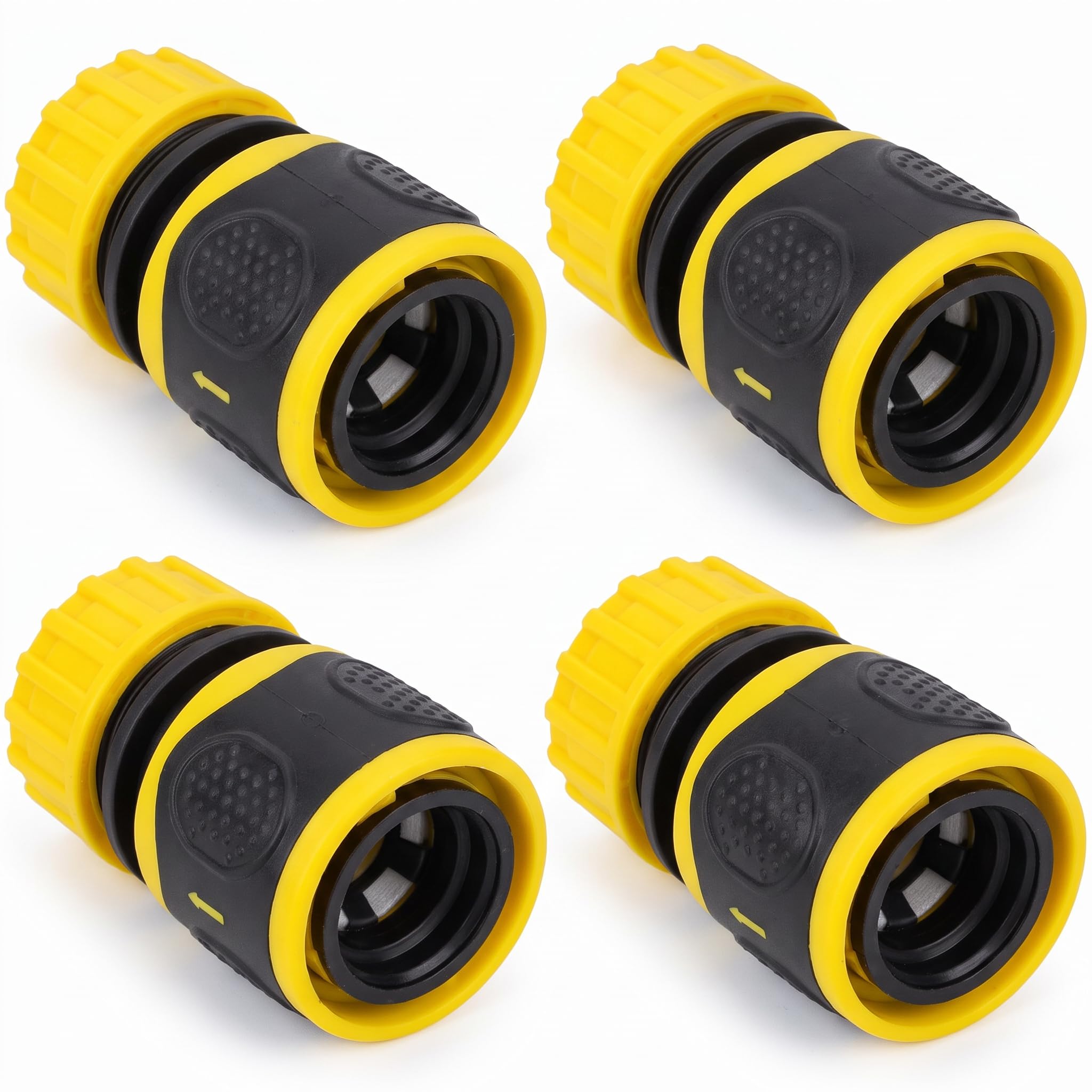 664 Uni-Fine Set of 4 Hose Connectors 1/2 Inch Quick Couplings for Garden, Home Watering and Car Washing