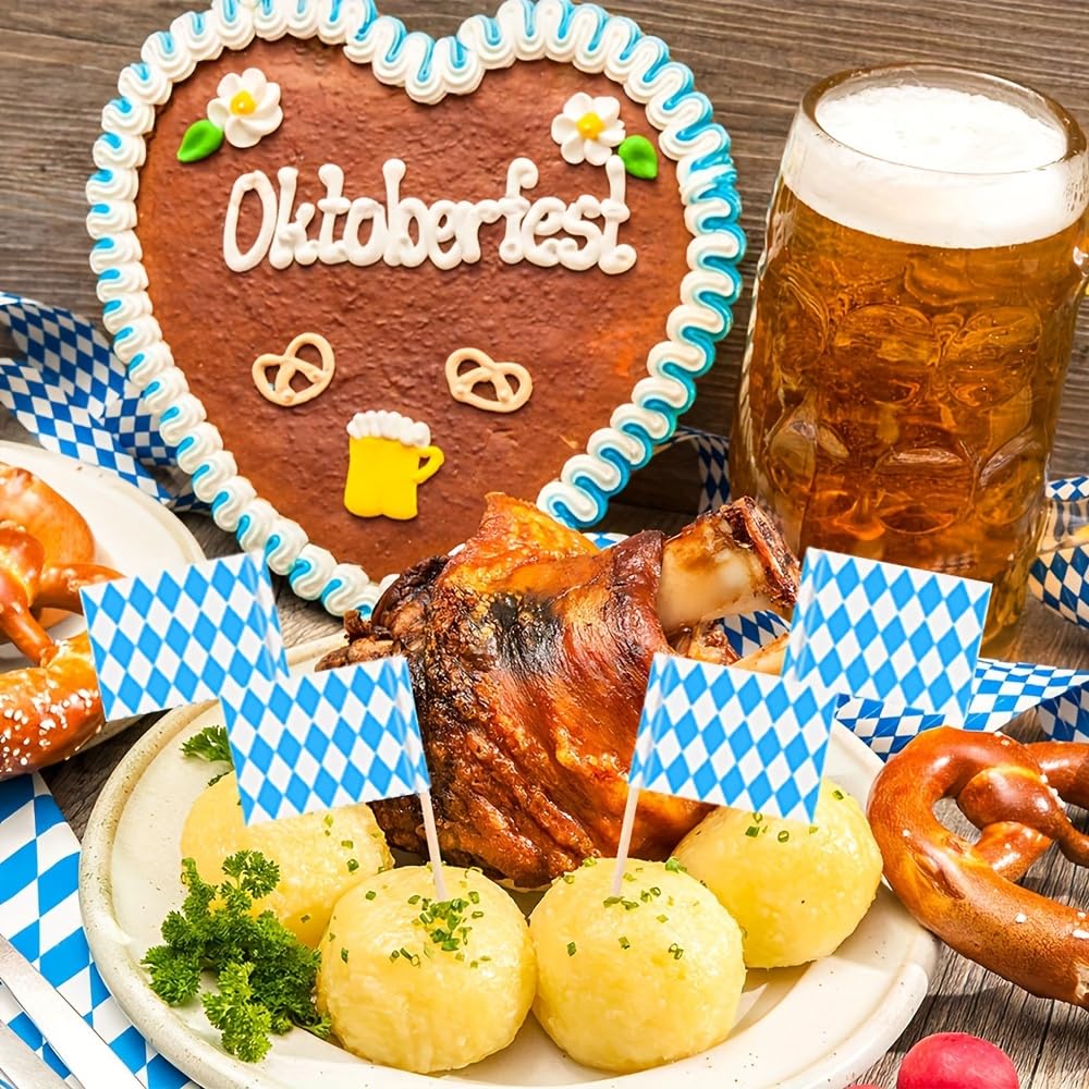 100 Bayern Zahnstocher-Fähnchen - Oktoberfest Deko Für Cocktails & Cupcakes
