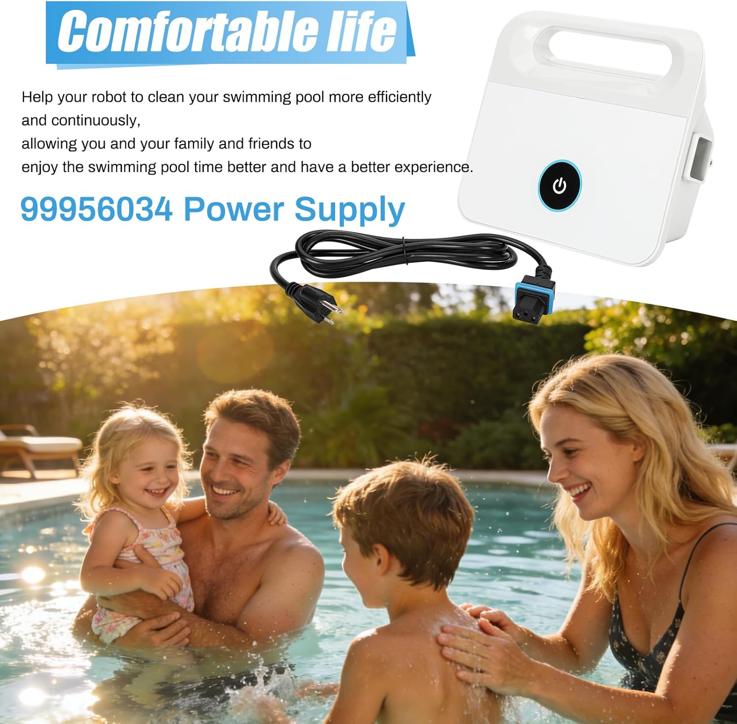 99956034 Power Supply Unit with 5898412LF Power Cord, IP54 Waterproof - Compatible with Dolphin Active 10, Solo, Cayman, Echo, Encore, Escape, E10, Premium 10/20, S50, T15 etc.