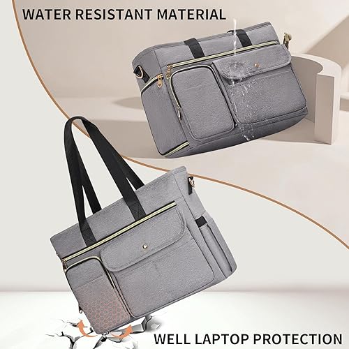 Miniatura 8 de ESTARER Bolsa tote para profesores para mujer, 2 piezas, bolsa de trabajo para computadora portátil de 15.6 pulgadas, bolsa de computadora con
