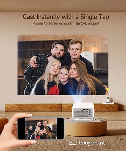 Miniatura 3 de Mini proyector con Google TV OS, proyector inteligente con WiFi y Bluetooth, soporte 260 ANSI y 2K, enfoque automático y Keystone, proyector de