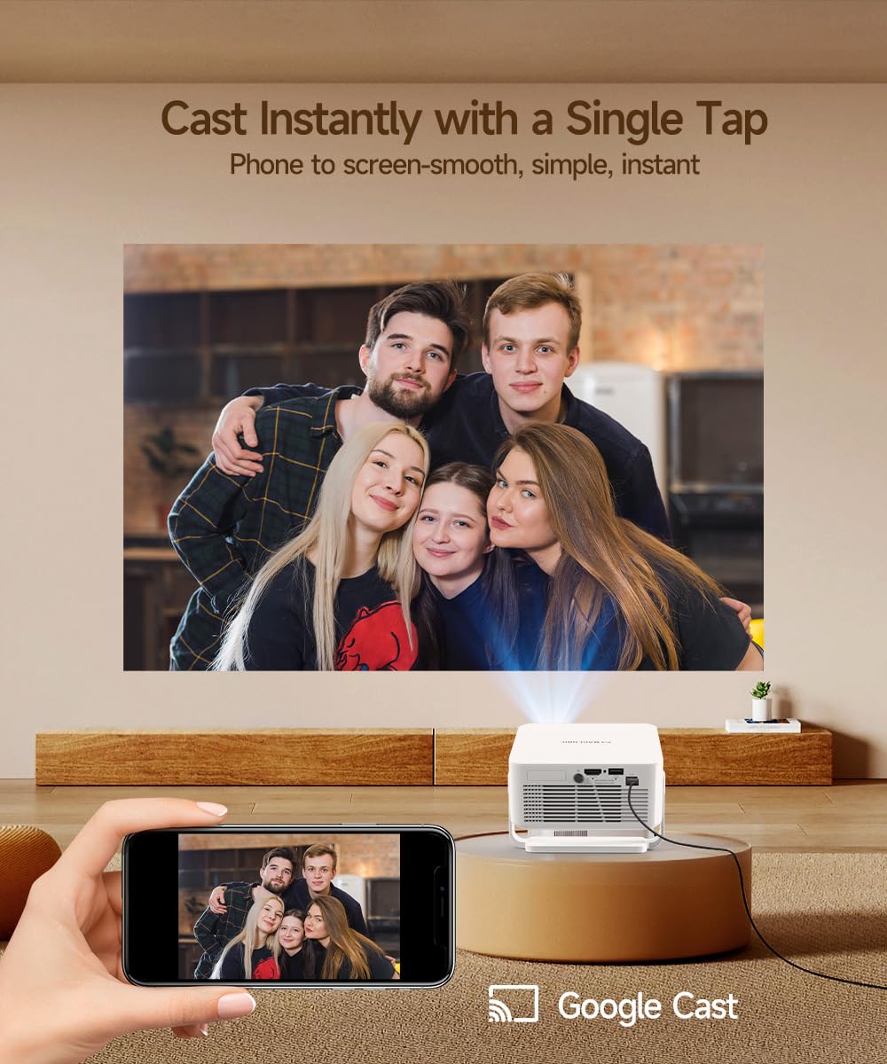 Magcubic Smart Projector with WiFi and Bluetooth, Official Licensed Google TV/Netflix, 2K Support Portable Projector, Auto Focus & Keystone, 180° Rotatable Projector for Indoor/Outdoor