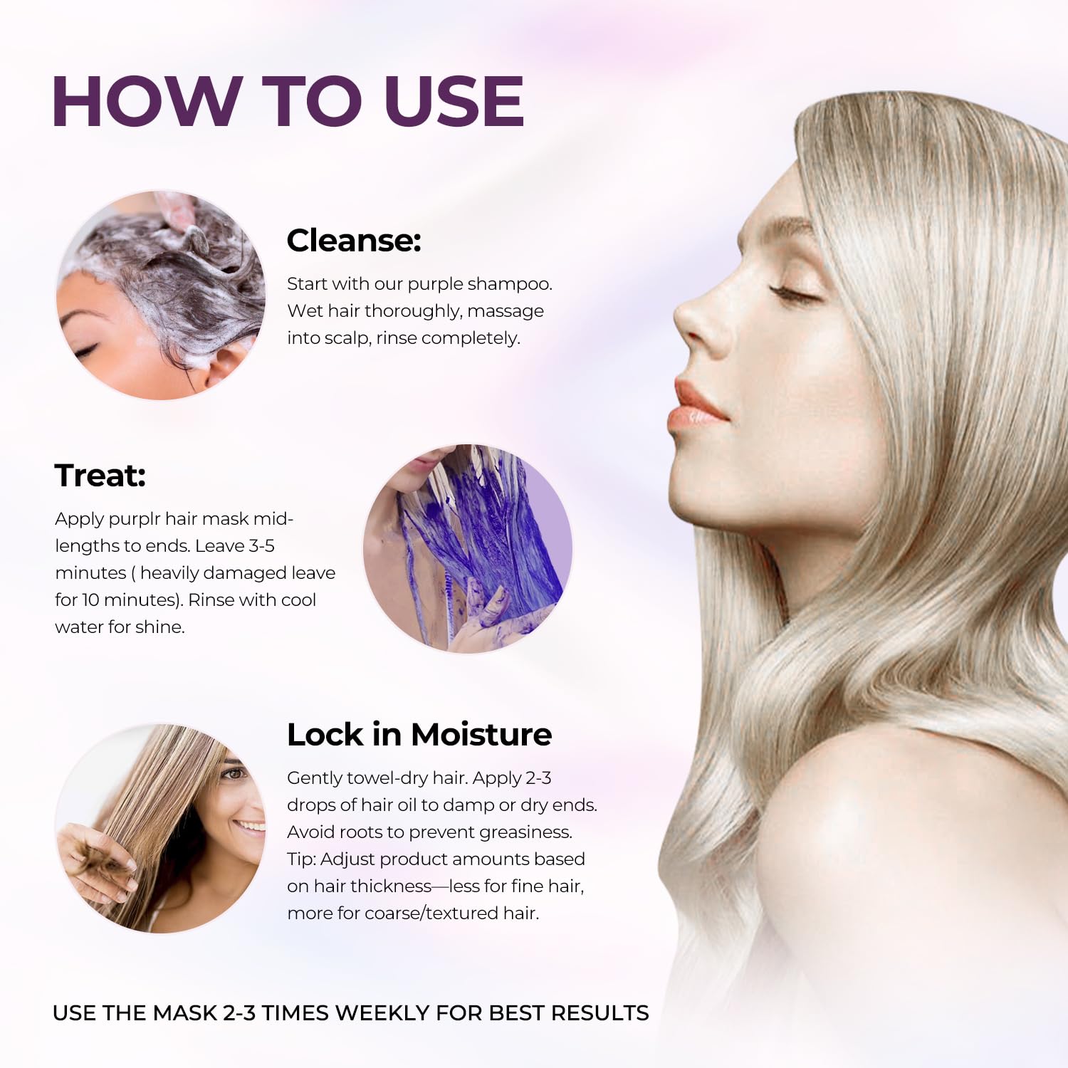 Karseell Blond Haarpflege Set mit Purple Haarmaske & Haaröl,500 ml+50 ml