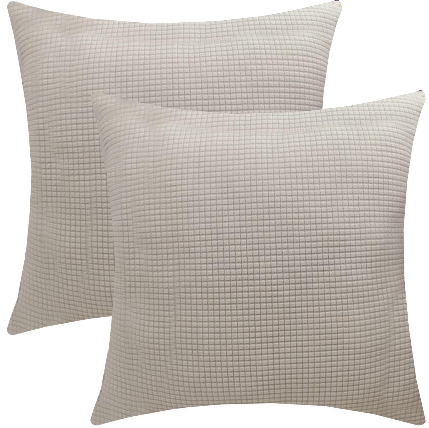 ELYSYSRL Cushion Covers Pack of 2 Large Decorative Square Throw Pillow Case Green/Brown/Grey/Blue for Sofa Living Room Couch,Rectangle Pillowcase Covers with Invisible Zipper(Beige,75x75cm(Set of 2))