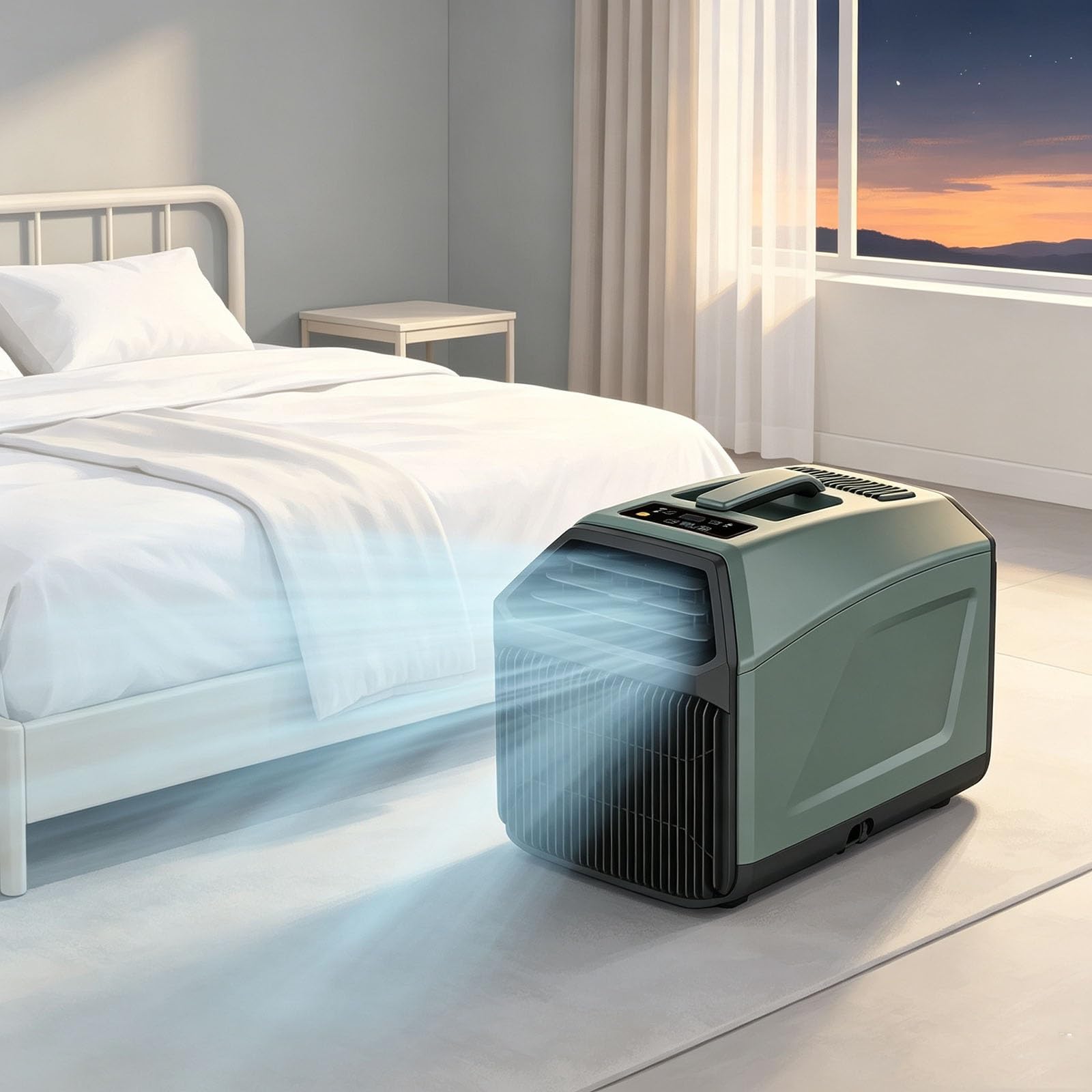 Rsqql Green 4500/5100Btu Camping Air Conditioner,330W/400W,Smart Self-Evaporating,Remote Control And Touch Controls,For Camping, Cars