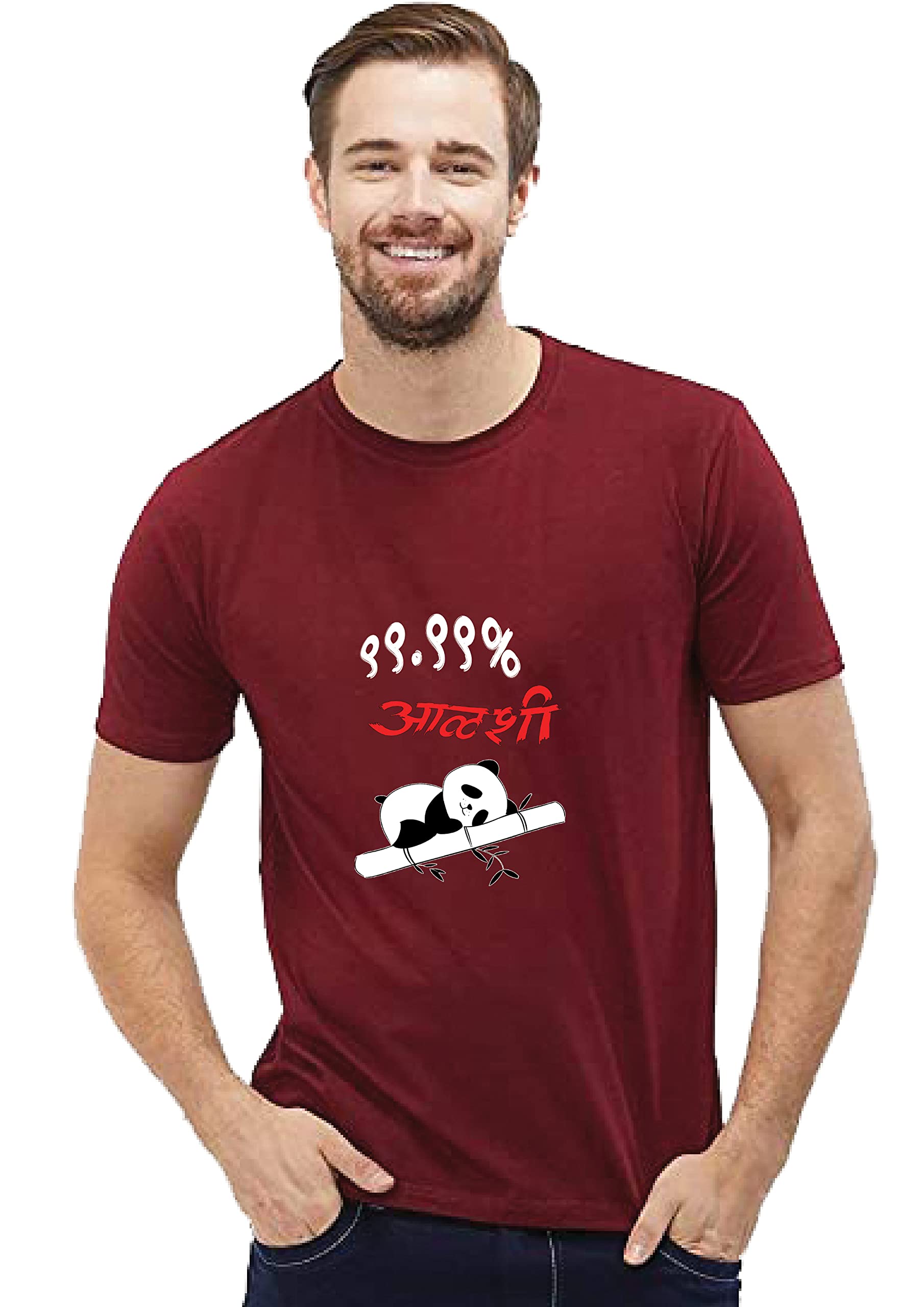 WEO - Wear Every Occasion99% Aalsi Graphic Half Sleeve Round Neck Marathi Man T-Shirts