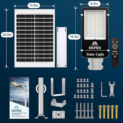 Miniatura 7 de Luces solares de calle de 20000 W para exteriores, 7000 K, luces solares de estacionamiento comercial del atardecer al amanecer, luz de calle al