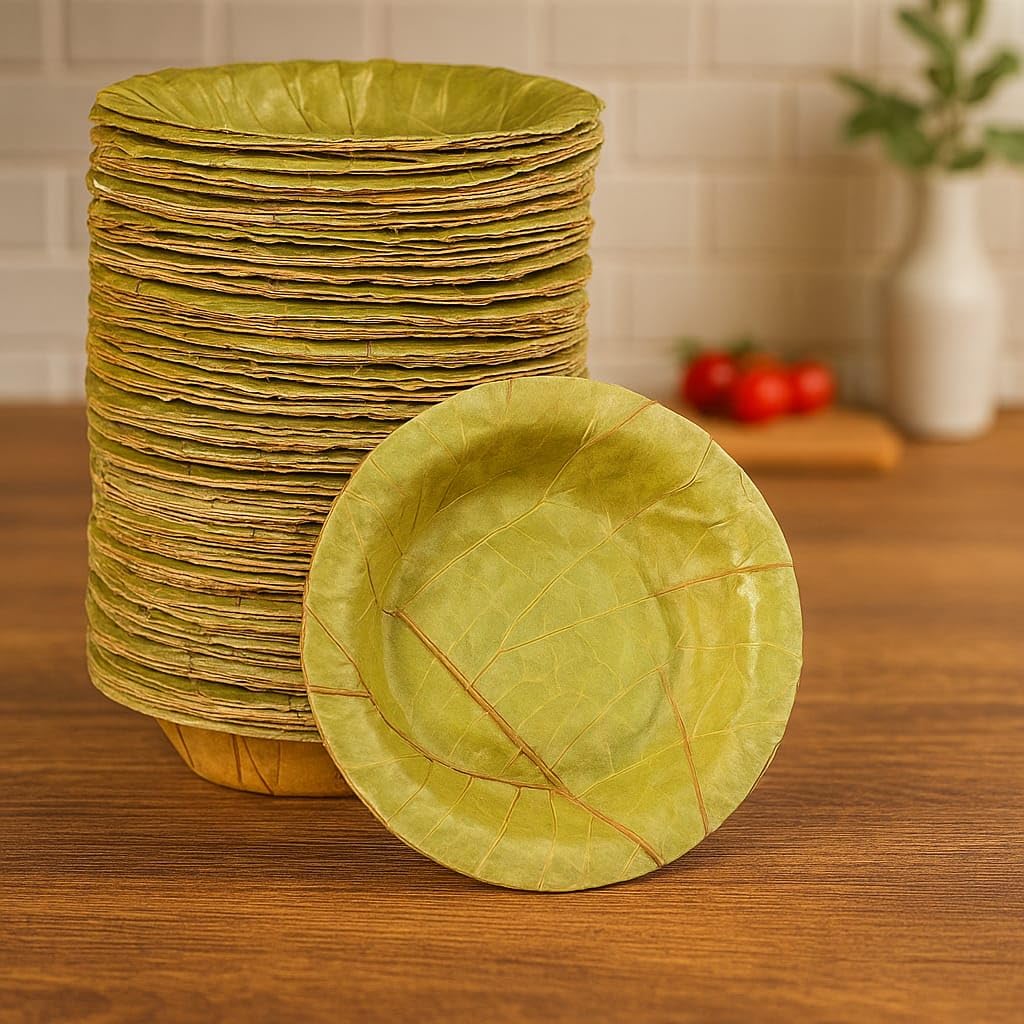 SWHF Bio-Degradable Disposable Sal Leaf Bowl and Dona- 4.25in (Pack of 50)