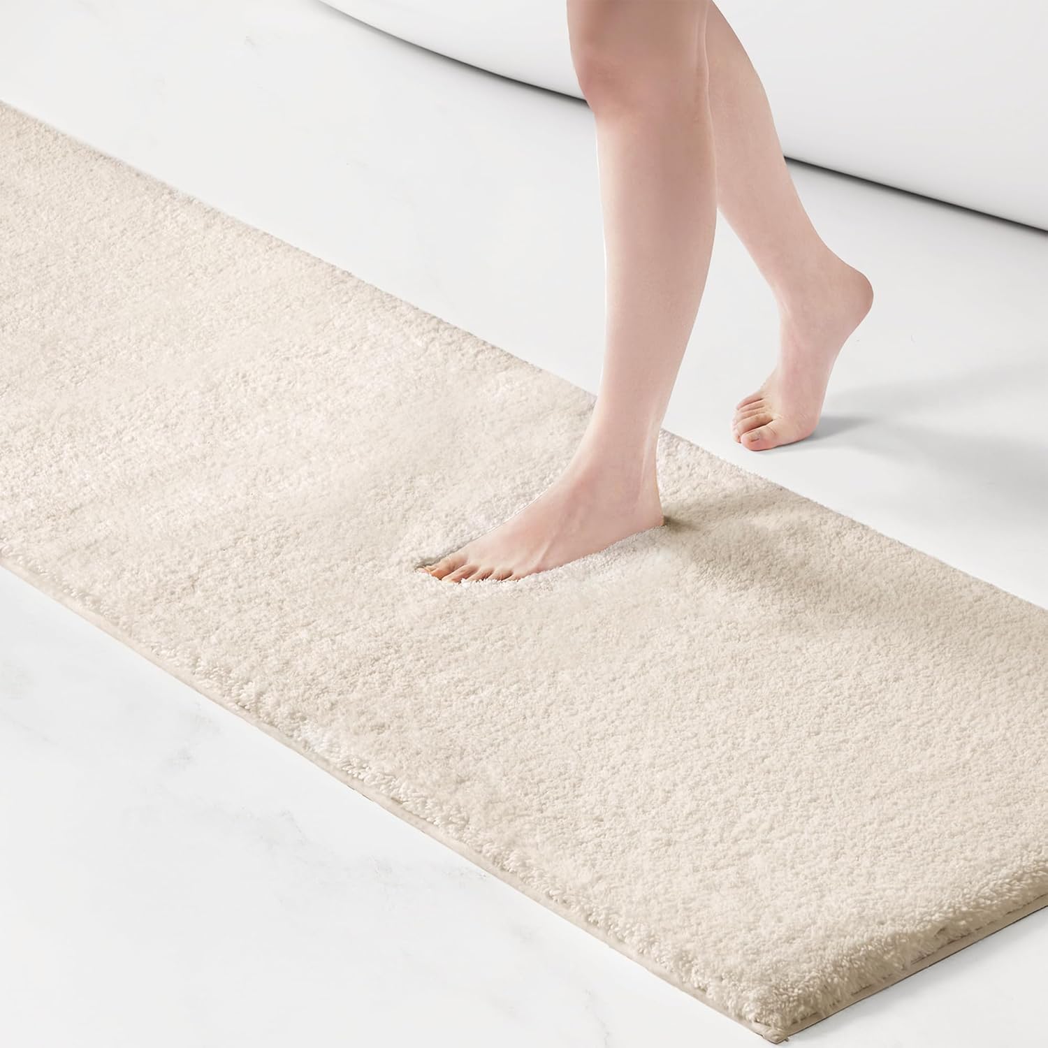 Madison Park Marshmallow Bathroom Rug Non Slip, Luxrurious Plush Bath Mat, Absorbent, Quick Dry, Spa Design Bath Room Décor, 24x72, Natural 2' x 6' (Rectangular) Natural