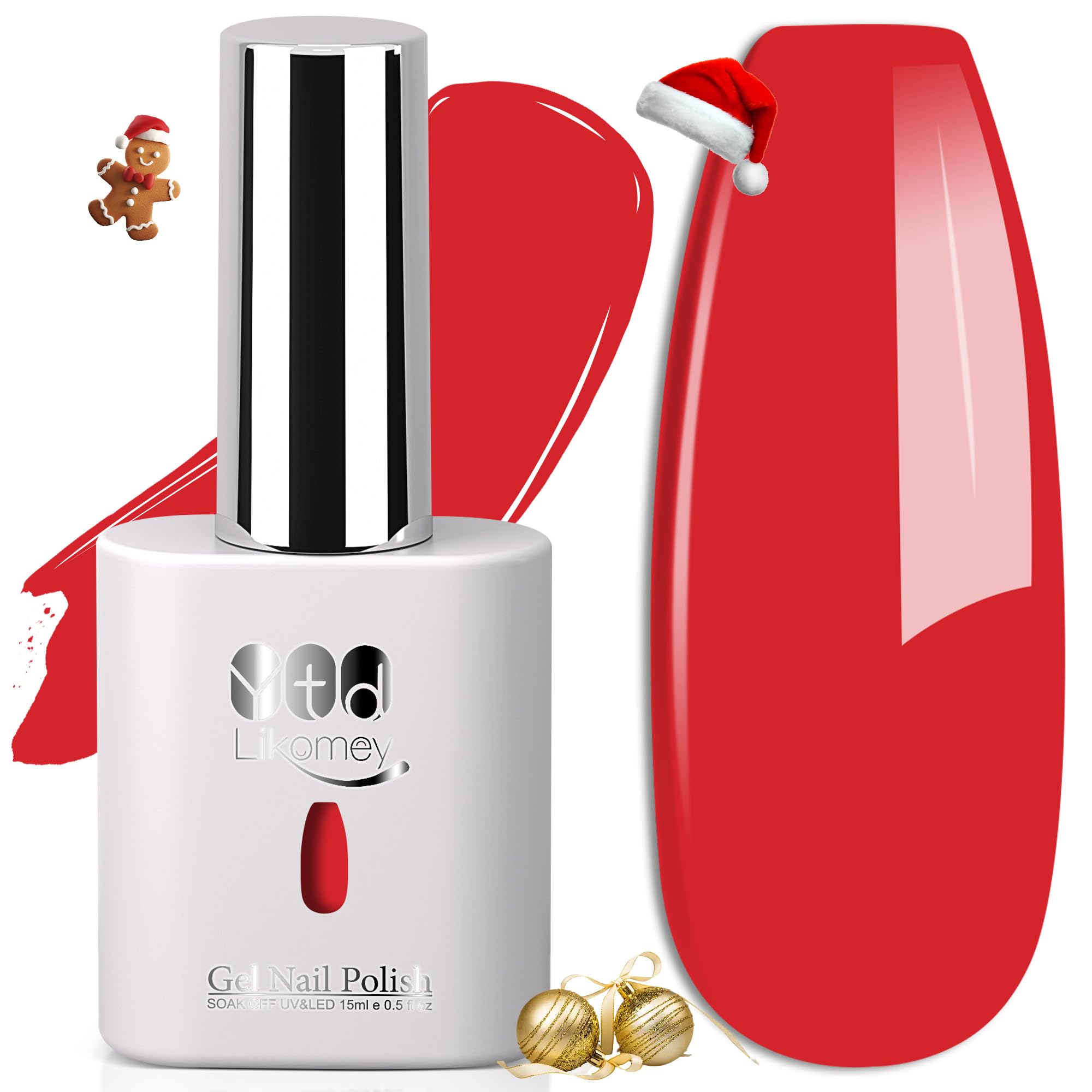 YTD Likomey Maple Leaf Red Gel Nail Polish,15ml Salon Home DIY Manicure and Pedicure Fall Winter Soak Off UV Color Varnish,CS468