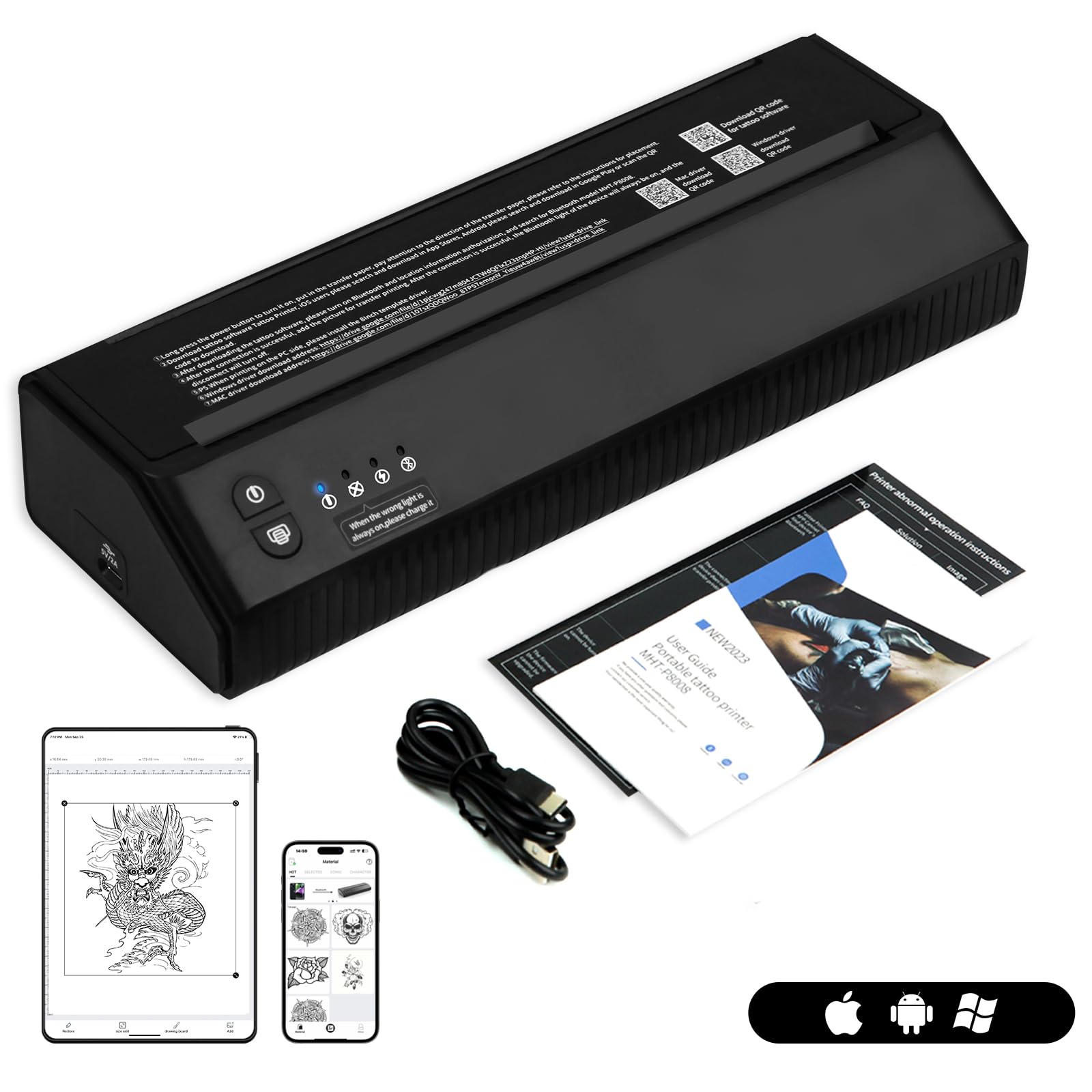 Ambition MHT-P8008 Tattoo printerタトゥーマシン Amazon.com: Dragoart MHT-P8008 Tattoo Stencil Printer, Bluetooth