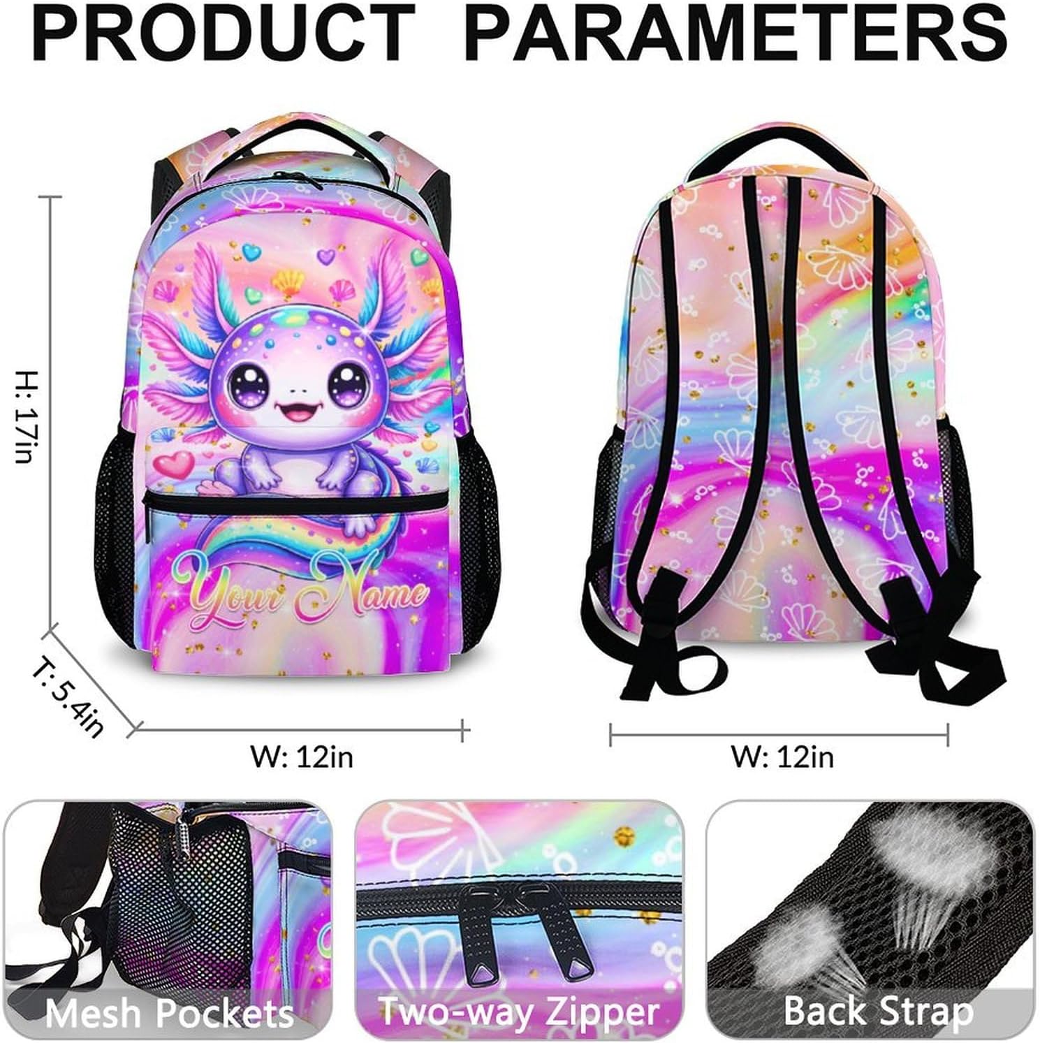 School Backpack for Kids Girls - Personalized Toddler Backpacks for for Travel Camping Casual - Customized School Supplies for Preschool Kindergarten Elementary