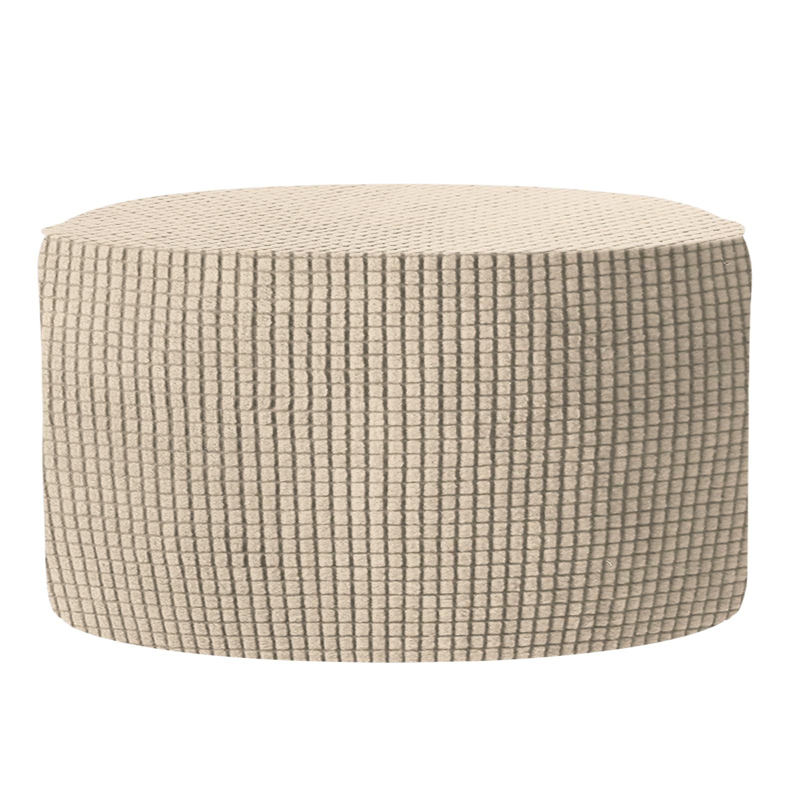 sourcing map Ottomen Cover Round, Jacquard Ottomen Slipcover with Elastic Bottom Fit 60cm-73cm / 23.6"-28.7" Diameter, Stretchable Footrest Stool Covers for Furniture Protector, Khaki