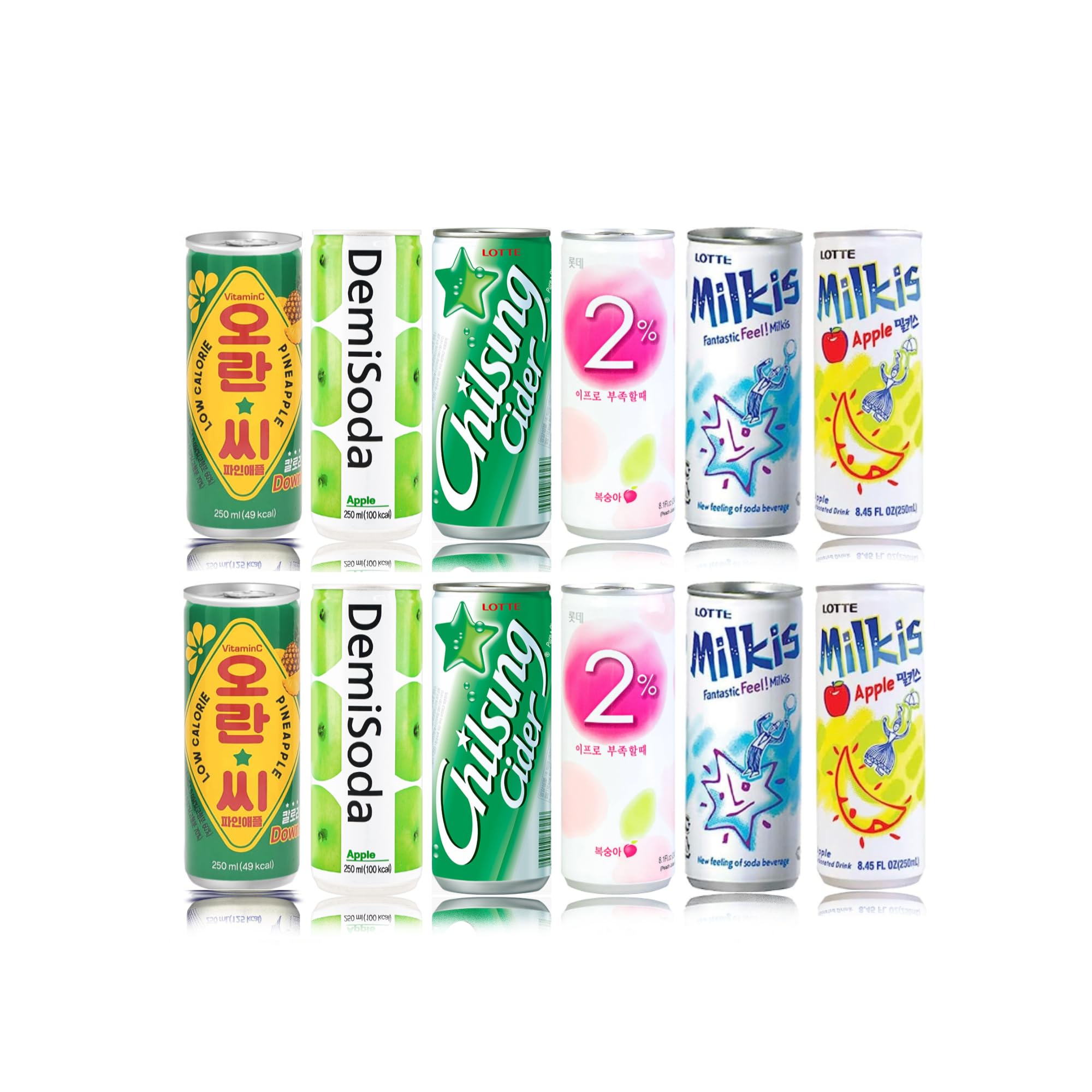 FRKR Korean 10 &12 Drinks Assortment Gift Box [Chilsung Cider/Mikis/Demisoda/Banana Milk/McCOL/MoguMogu/2%/SacSac/Etc.] Soft Drinks + Real Fruit